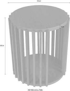 andas Beistelltisch Drum, Holzfurnier aus Eiche, Sproßen aus massiver Eiche