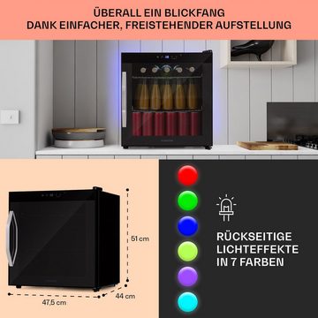 Klarstein Table Top Kühlschrank HEA-Coachella50-OX 10034822A, 51 cm hoch, 47.5 cm breit, Bierkühlschrank Getränkekühlschrank Flaschenkühlschrank mit Glastür