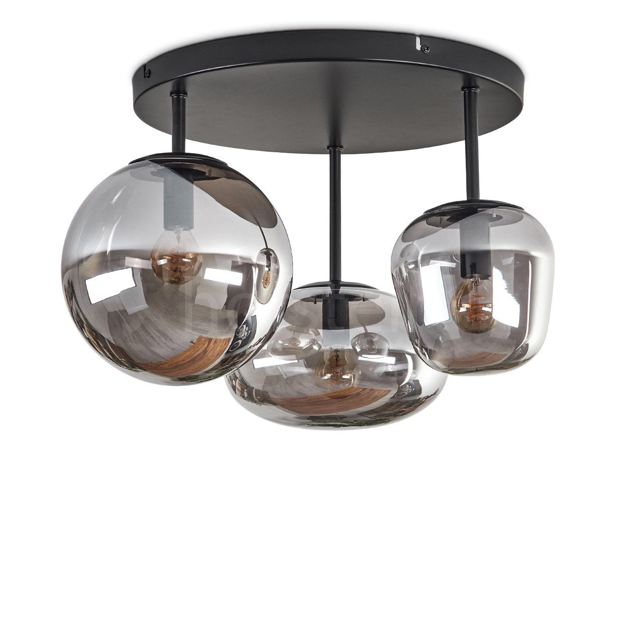 hofstein Deckenleuchte Deckenlampe aus Metall/Glas in Schwarz/Rauchfarben, günstig online kaufen