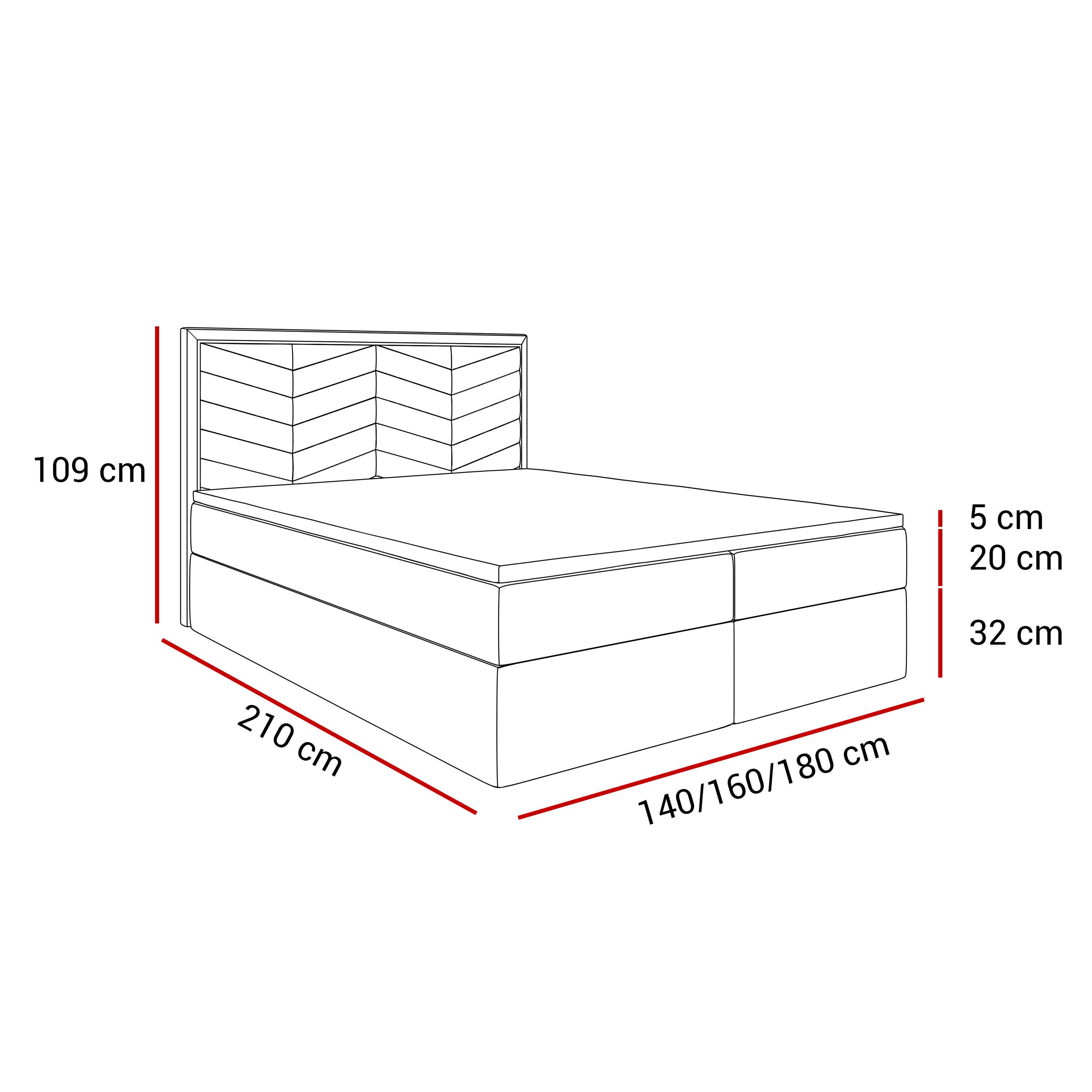 Lookway Boxspringbett mit Bettkasten und Topper AURORA (Bett mit topper), 140/160/180x200 – Bild 5 von 5