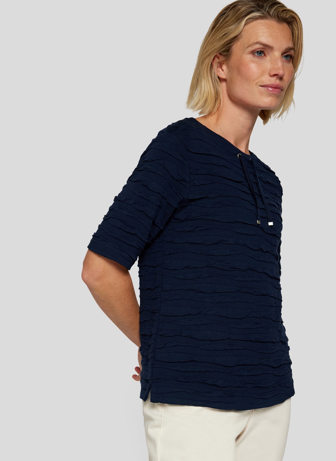 Rabe Rundhalsshirt im Crinkle-Look und mit günstig online kaufen