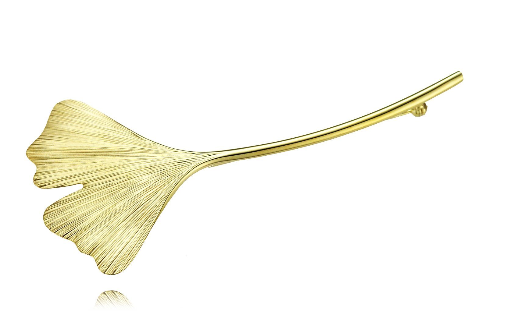 JEVELION Anstecknadel Ginkgo 333 Gold (Goldbrosche, für Damen), Goldstecker - Made in Germany