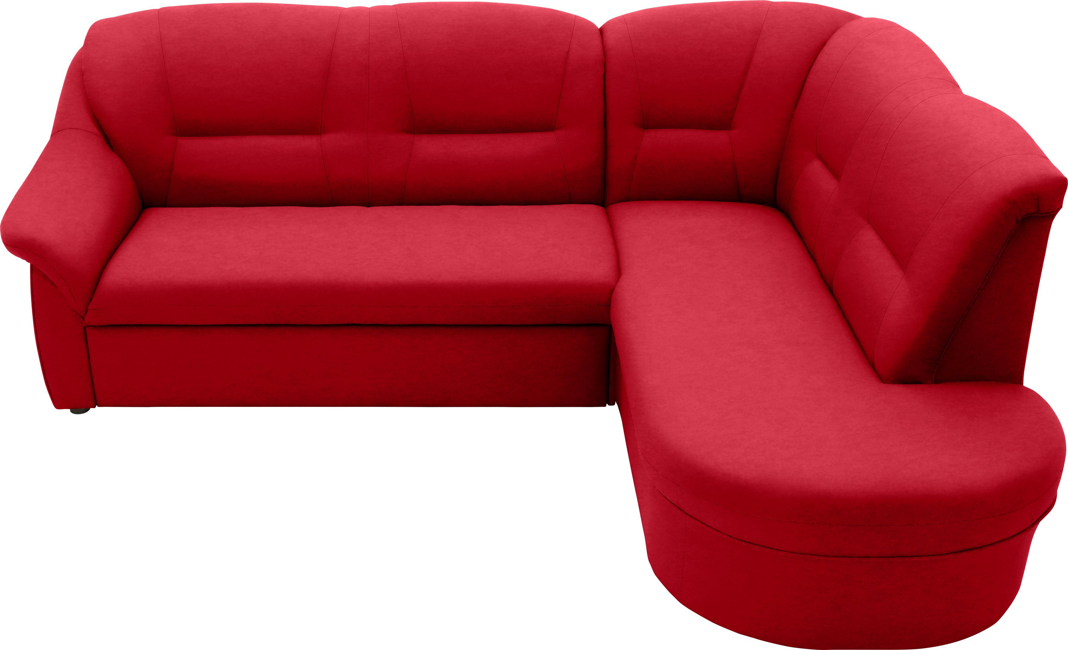 DOMO collection Ecksofa Faenza für kleine Räume, Stellmaße 232x176cm, komfortabel, L-Form, mit Ottomane, zeitlos, elegante Armlehnen, wahlweise mit Bettfunktion