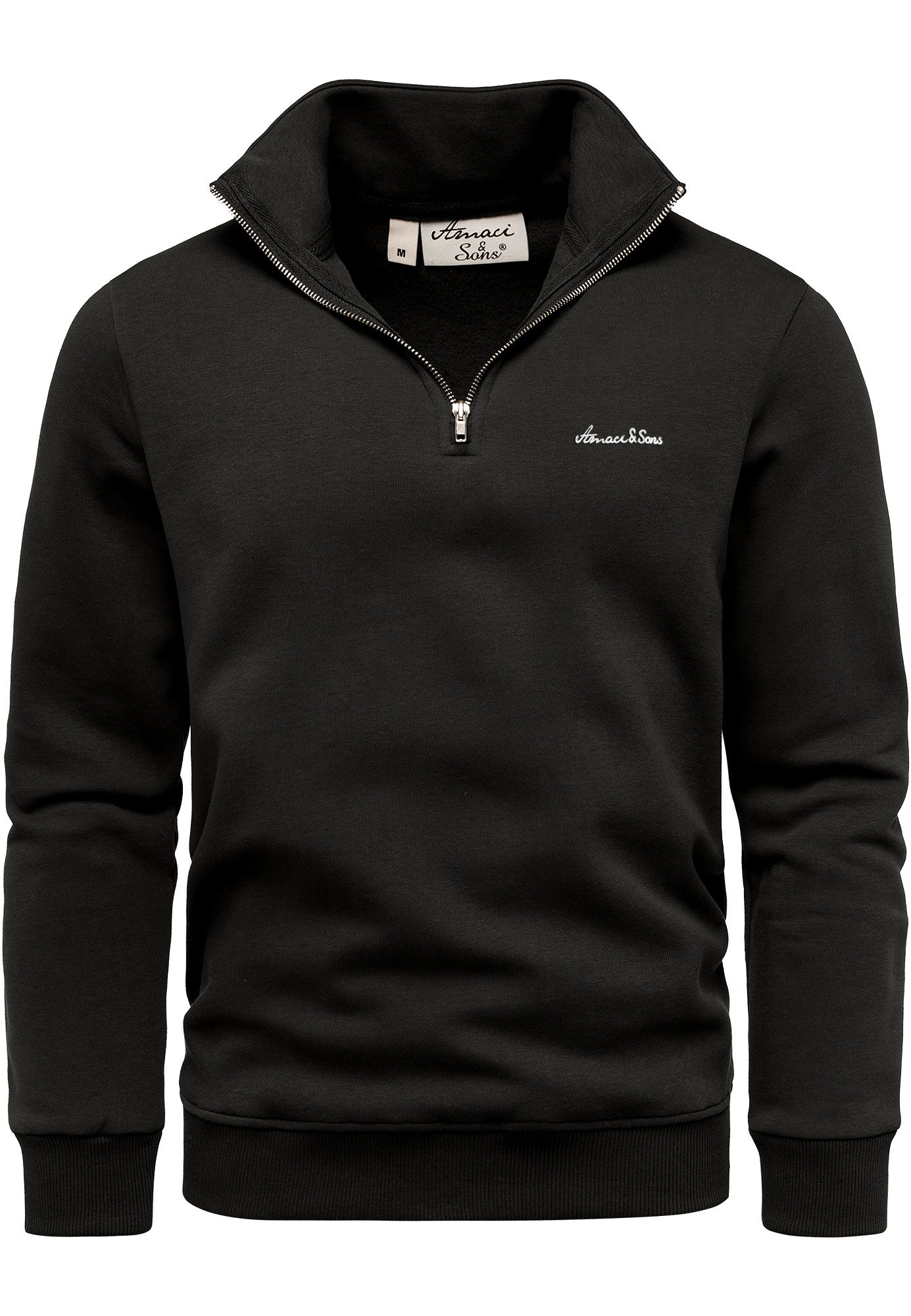 Amaci&Sons Sweatshirt DAVIS Troyer Troyer Herren Pullover Zipper Sweatjacke Sweatshirt Sweatjacke