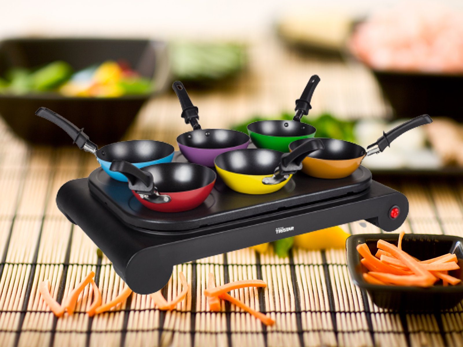 Tristar Tischgrill, 1000 W, elektrischer Asia Tisch Wok Set Creperie Crepesmaker Teppanyaki Platte