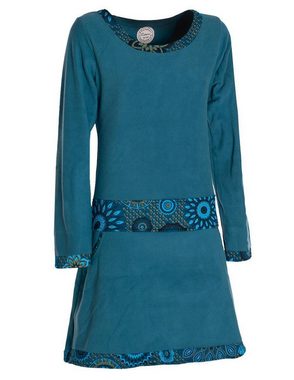 Vishes Midikleid Extra warmes Winterkleid Damen Langarm Kleider Sweatkleid Fleece Elfen, Hippe, Boho, Goa Style
