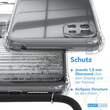 EAZY CASE Handykette Kette Clips Schwarz für Samsung Galaxy A22 5G 6,6 Zoll, Slimcover mit Umhängeband Case Handytasche Clear Backcover Schwarz