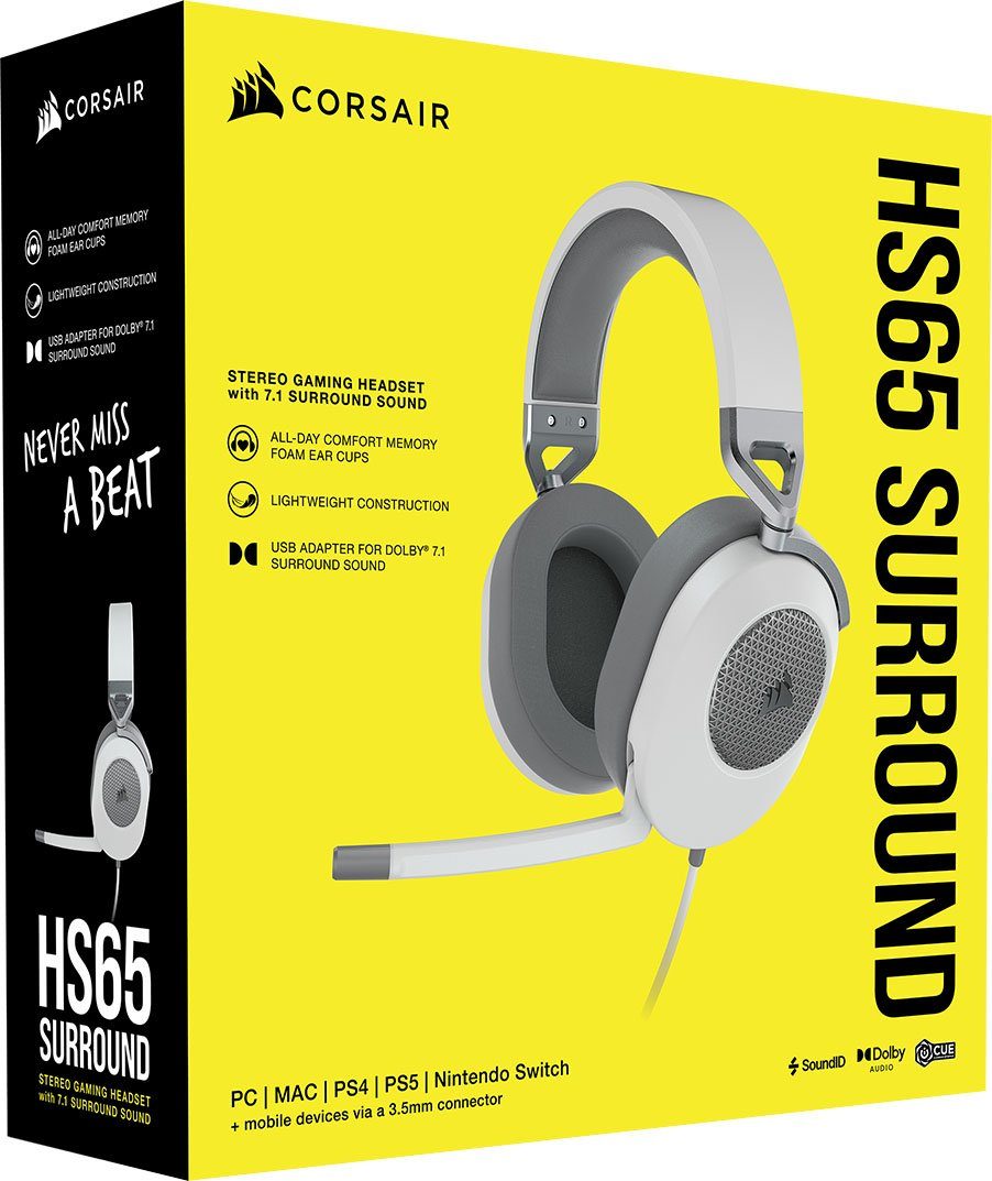 weiß Gaming-Headset (SURROUND) Corsair HS65