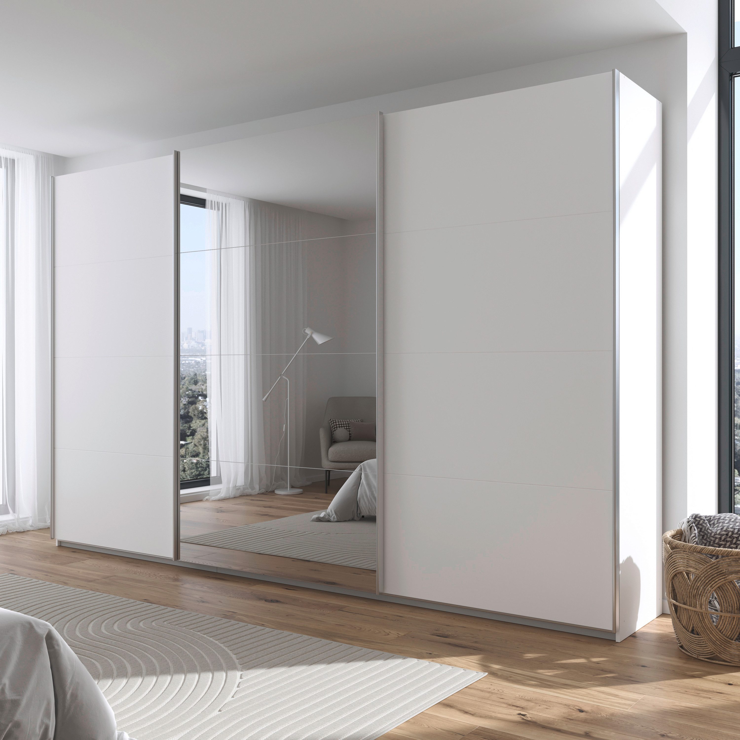 OTTO home Schwebetürenschrank Kleiderschrank Schrank Schlafzimmerschrank Garderobe AGORDO (Breiten 203/271/315/360 cm in drei Griff-Farben - NEU: Farbe SCHWARZ) Top Innenausstattung, in 4 Breiten und 2 Höhen MADE IN GERMANY