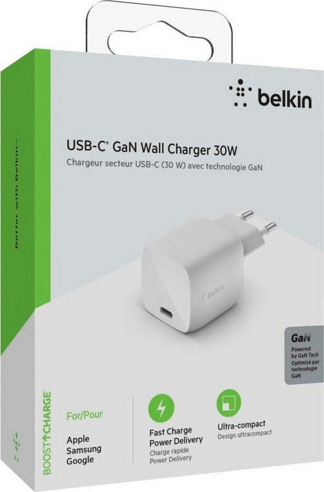 Belkin Boost Charge USB-C-PD-GaN Netzladegerät 30 Watt USB-Ladegerät
