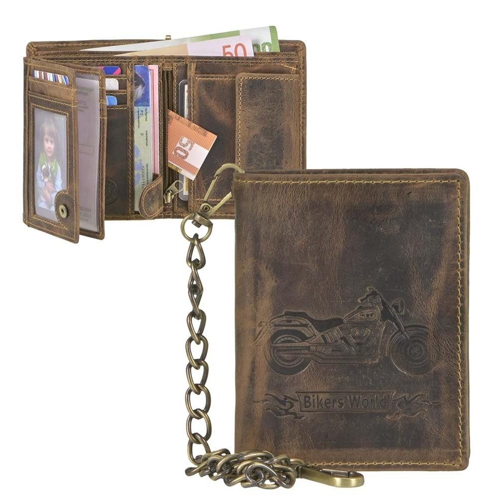Greenburry Geldbörse Vintage Biker (oA), Portemonnaie, Lederbörse, Herrenbörse, Kettenbörse, Bikerbörse