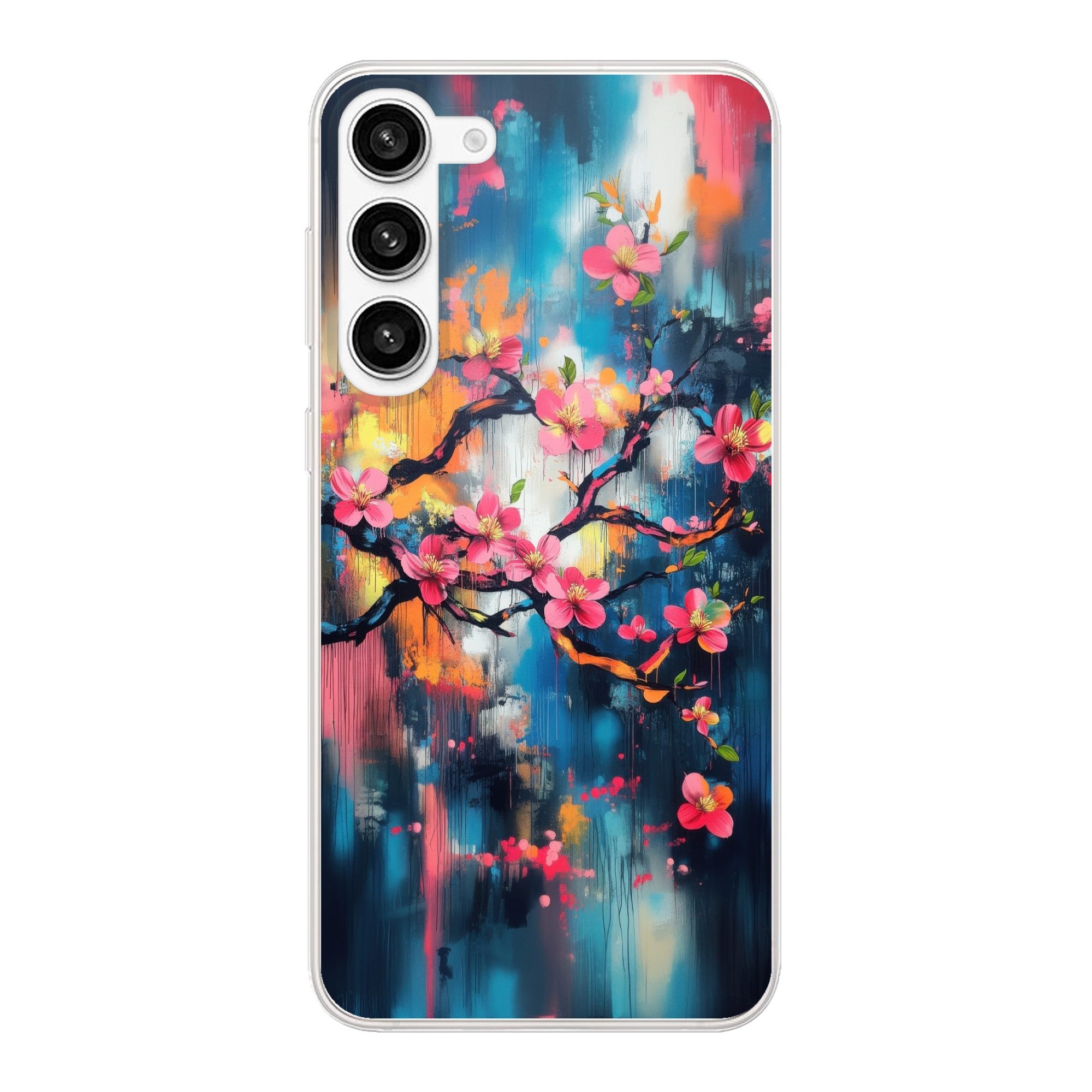 MuchoWow Handyhülle für Samsung Galaxy S23 Plus Blumen - Zweig - Künstlerisch - Rosa, Phone Case, Silikon, Schutzhülle Dünn