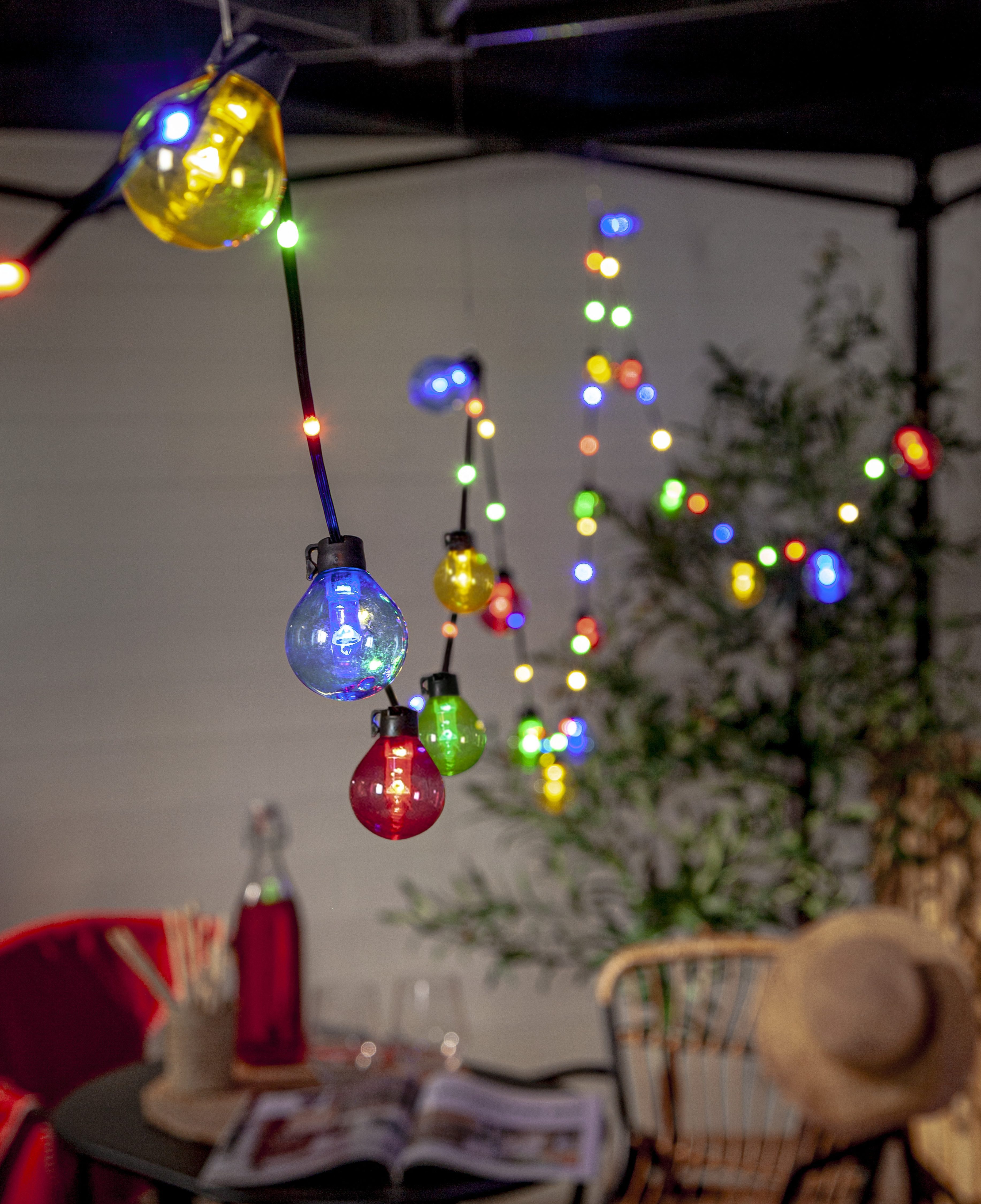 STAR TRADING LED-Lichterkette Bolla, 60-flammig, Kunststoff, Länge ca. 5,3 m + 5 m Zuleitung, Trafo, outdoor