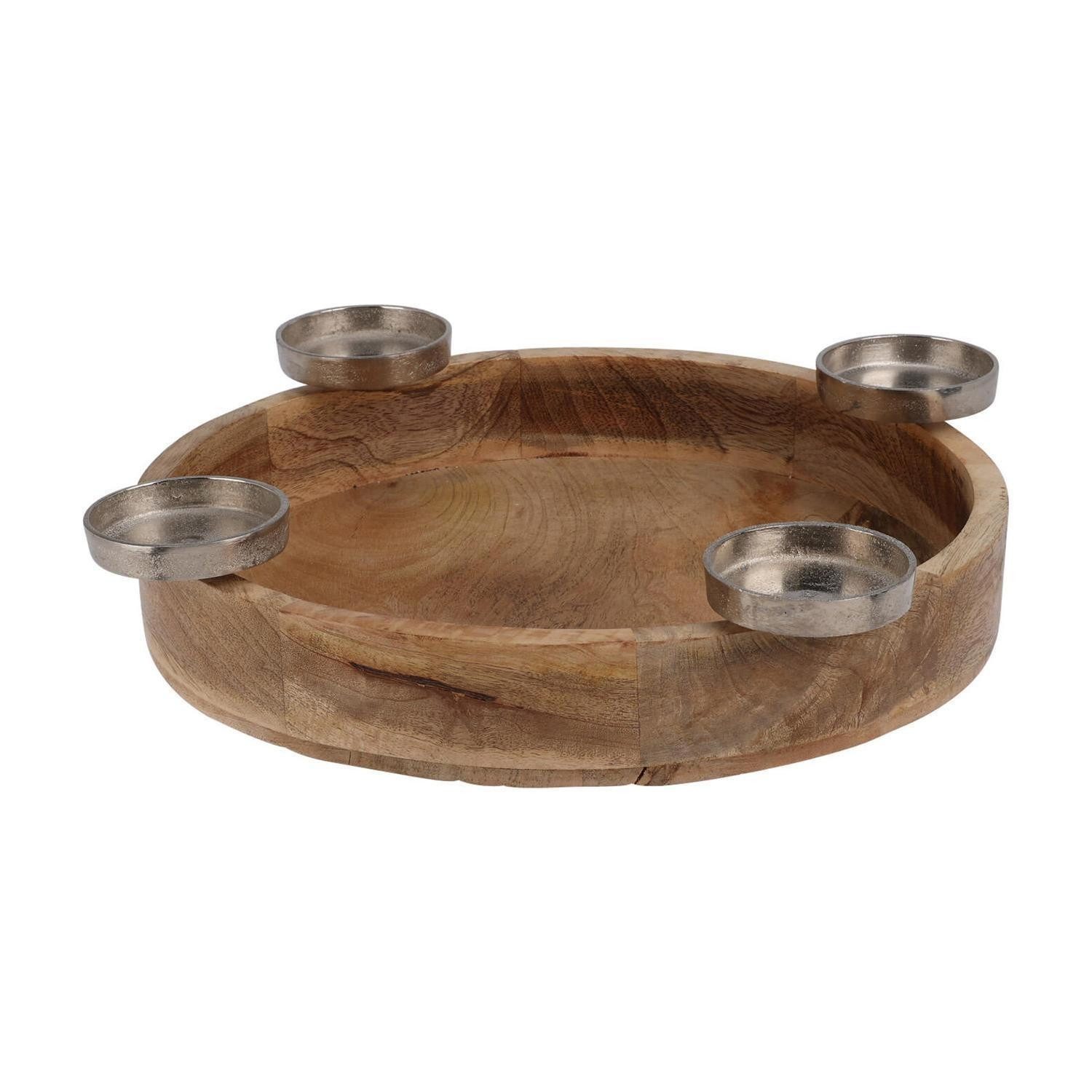 Koopman Adventskranz Kerzenständer FORA, Ø 40 cm, Braun, Schwarz, Mangoholz günstig online kaufen