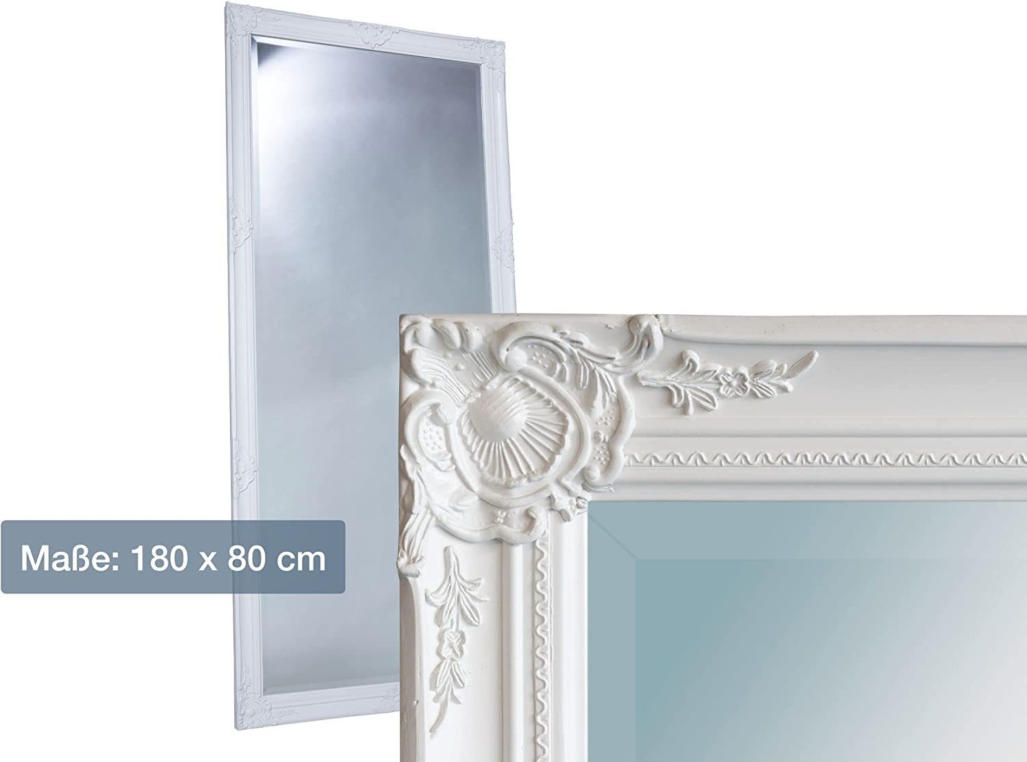 Weiß 80 180 mit Spiegelfläche x Wandspiegel dasmöbelwerk Wandspiegel edlem Home LC cm, Facettenschliff