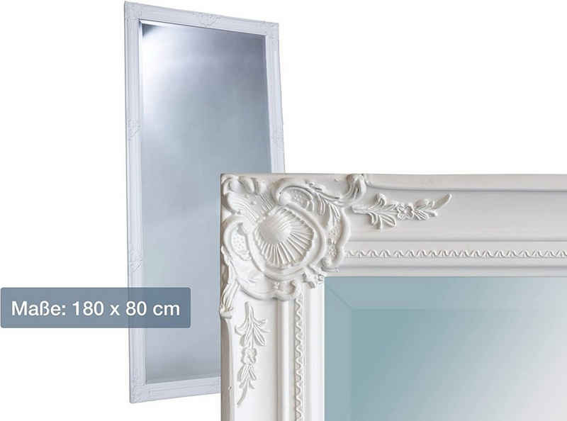 dasmöbelwerk Wandspiegel LC Home Wandspiegel Weiß 180 x 80 cm, Spiegelfläche mit edlem Facettenschliff