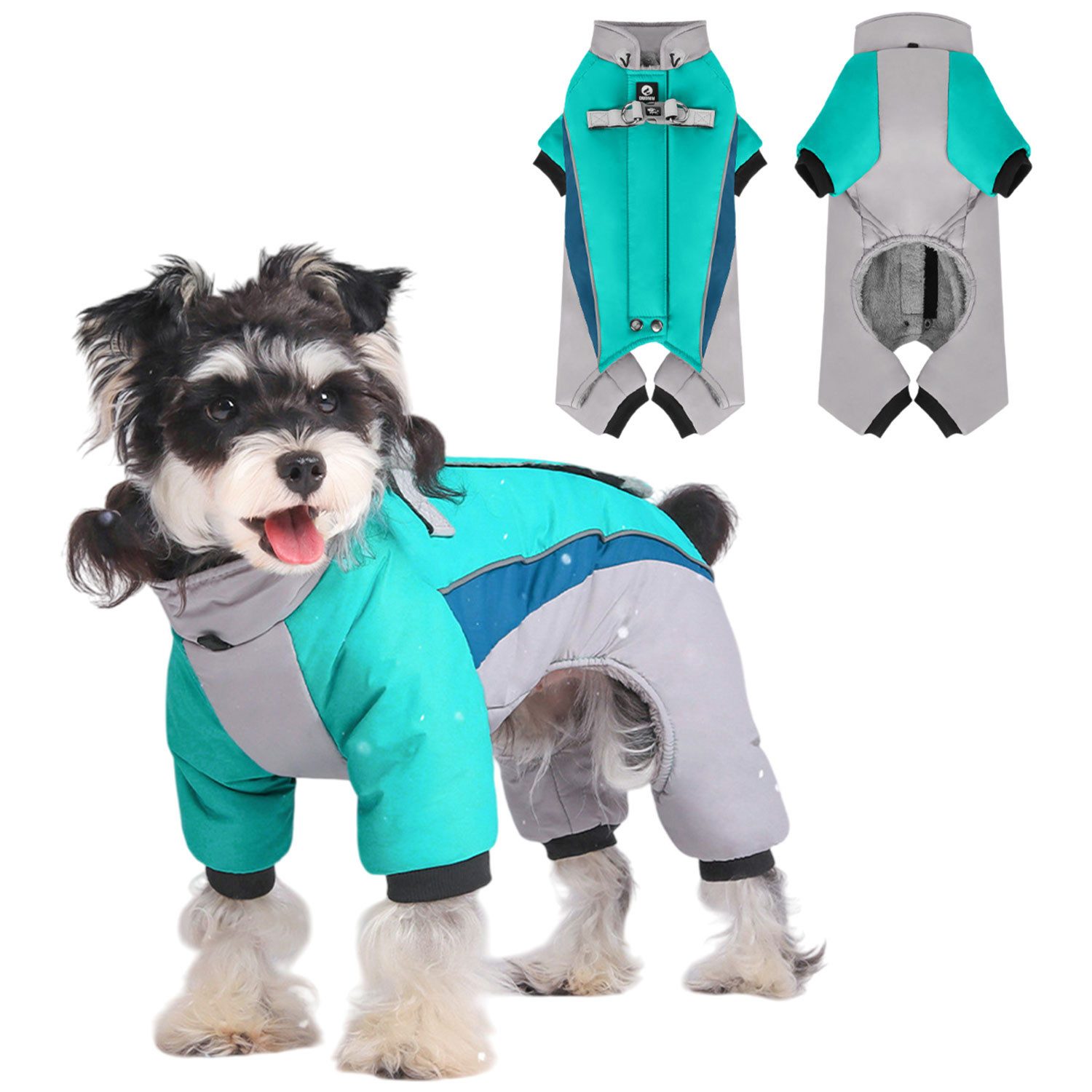Refttenw Hundejacke Hundewintermantel,Plüsch Hund Kleidung,reflektierende, Klettverschluss-Design