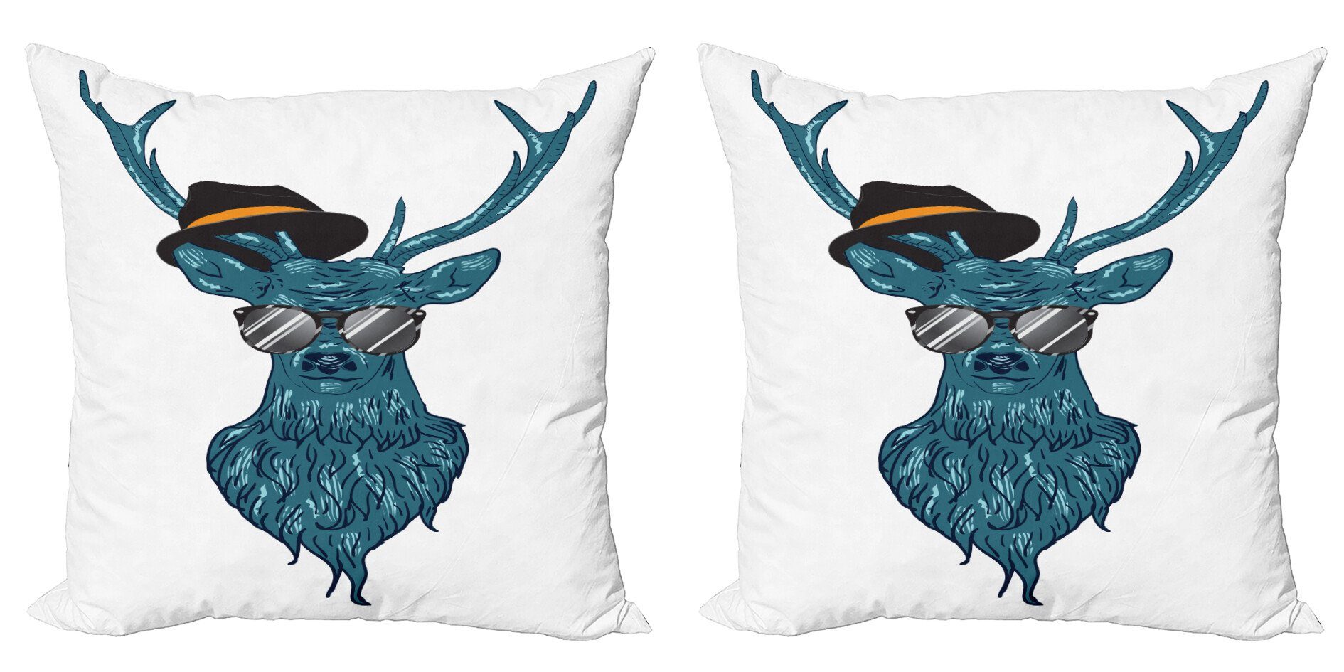 Kissenbezüge Modern Accent Doppelseitiger Digitaldruck, Abakuhaus (2 Stück), Hirsch Teal Hipster Antler Drucken