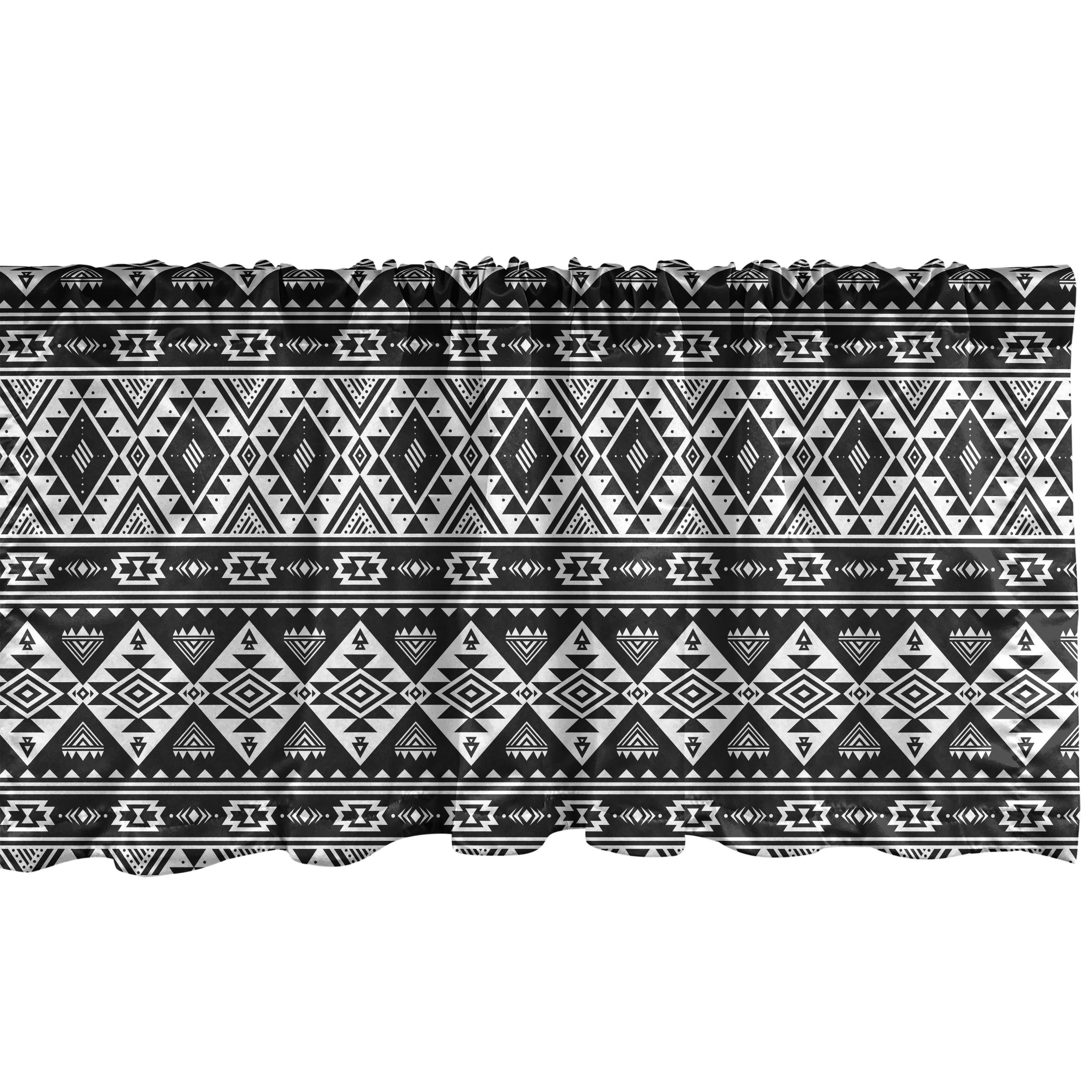 Scheibengardine Vorhang Volant für Küche Schlafzimmer Dekor mit Stangentasche, Abakuhaus, Microfaser, Stammes Primitive und Motive