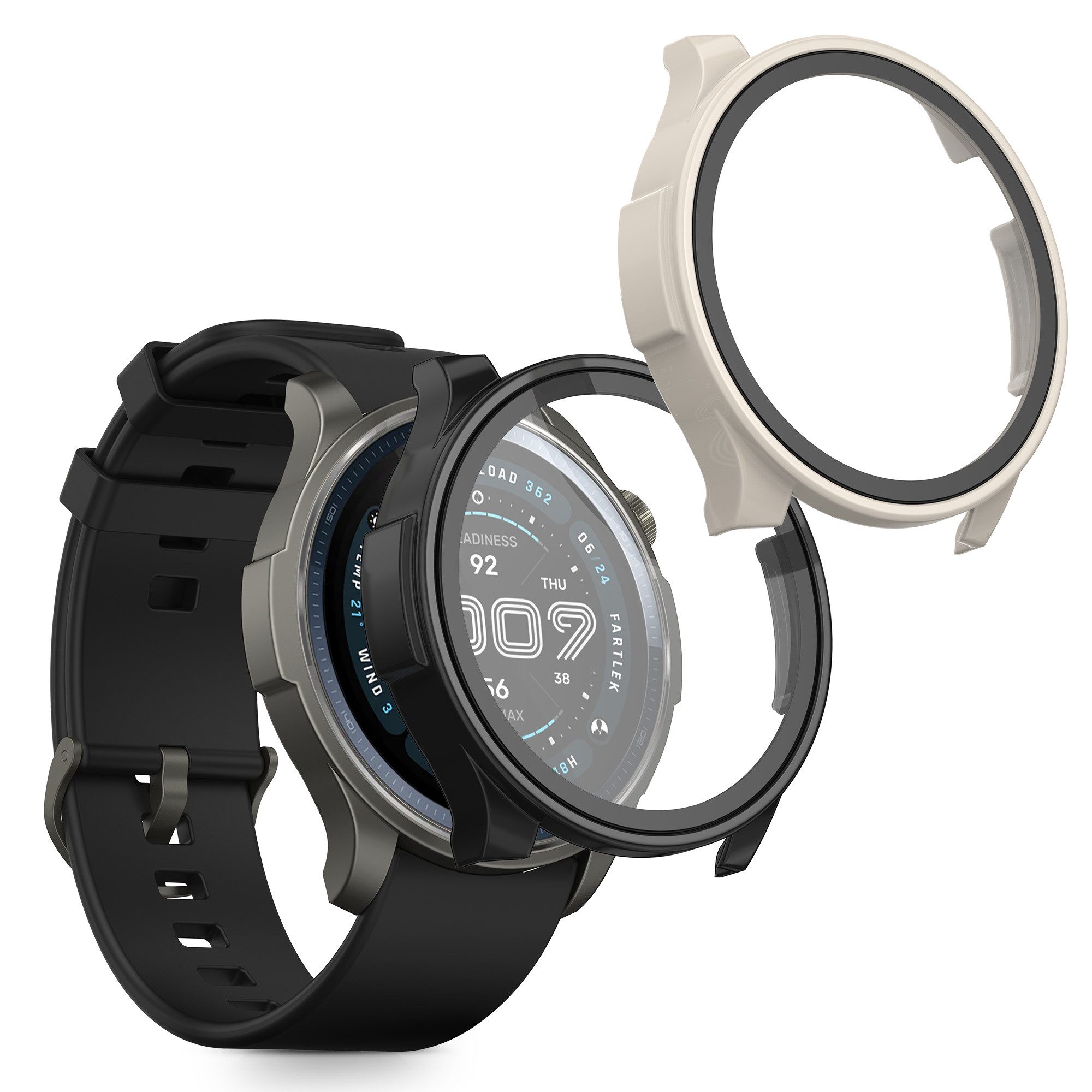 kwmobile Smartwatch-Hülle 2x Glas Hülle für Amazfit Balance 2 A2429, Schutzhülle Fullbody Fitnesstracker Case Set aus Glas