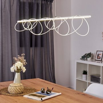 hofstein Pendelleuchte »Musita« längliche Hängelampe aus Metall in weiß, 4000 Kelvin, moderne e Zimmerlampe, 1xLED 18 Watt, Höhe max. 165cm, 1600 Lumen