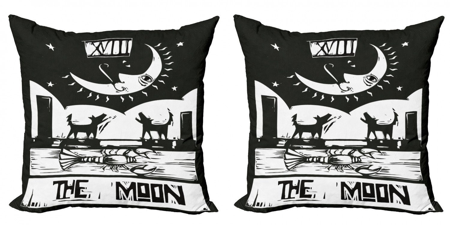 Kissenbezüge Modern Accent Doppelseitiger Digitaldruck, Abakuhaus (2 Stück), Mond Hummer-Wolf-Mond Tarot