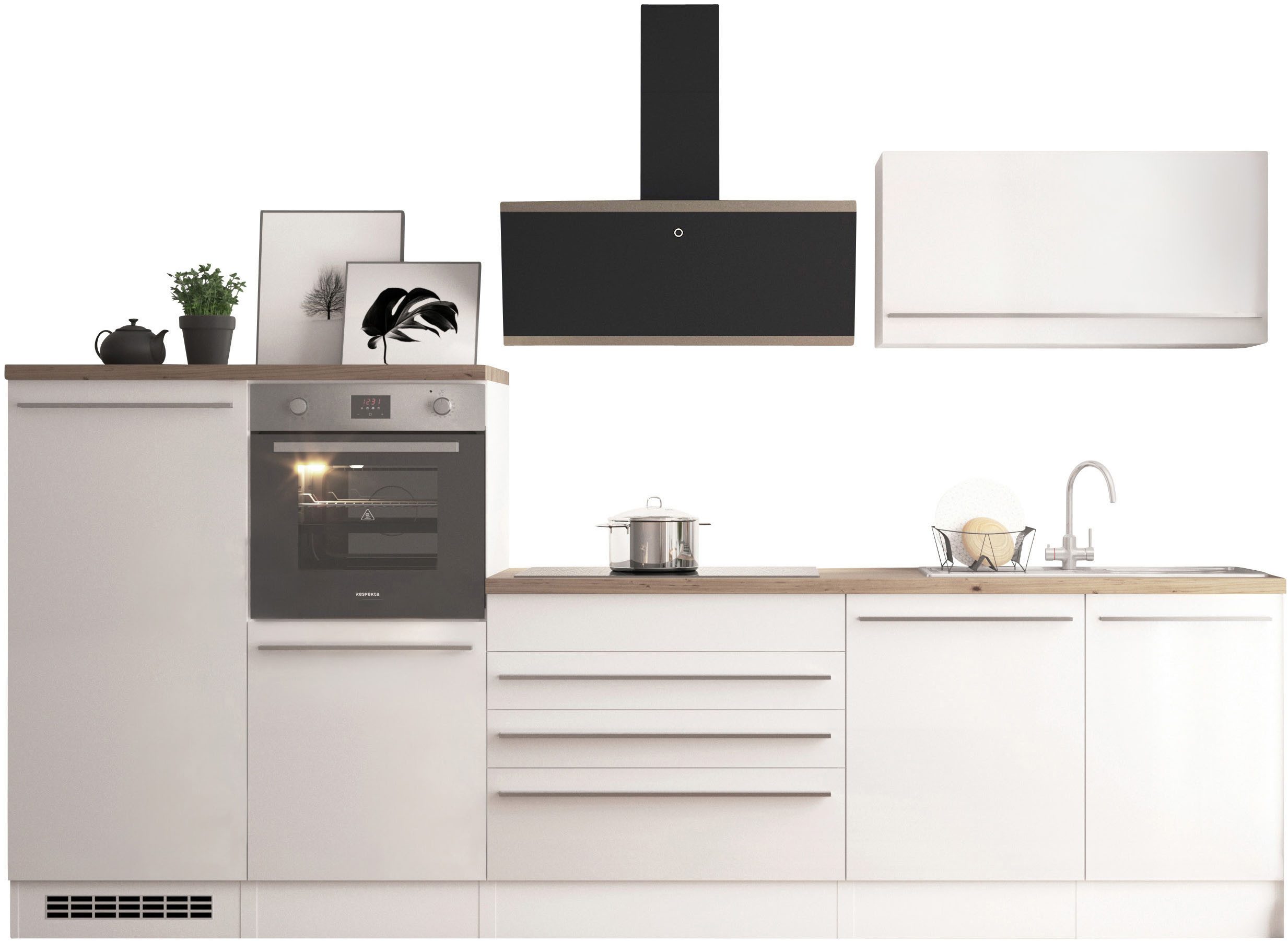 RESPEKTA Küche Gabriel, Breite 320 cm, mit E-Geräten, Soft-Close, Hochglanz