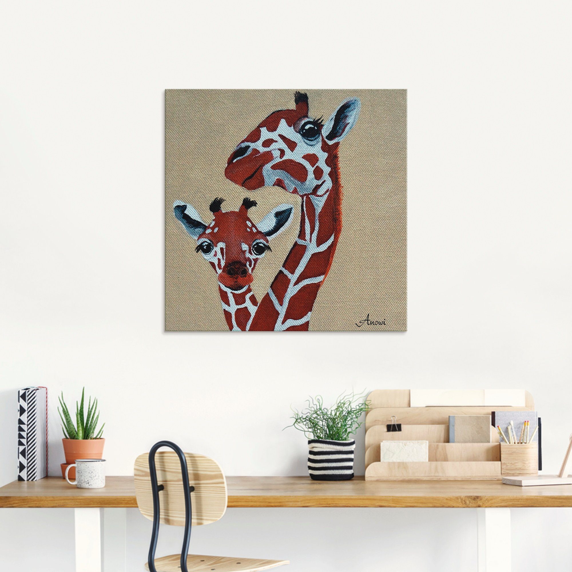 (1 verschiedenen in Glasbild Giraffen, Artland Wildtiere Größen St),
