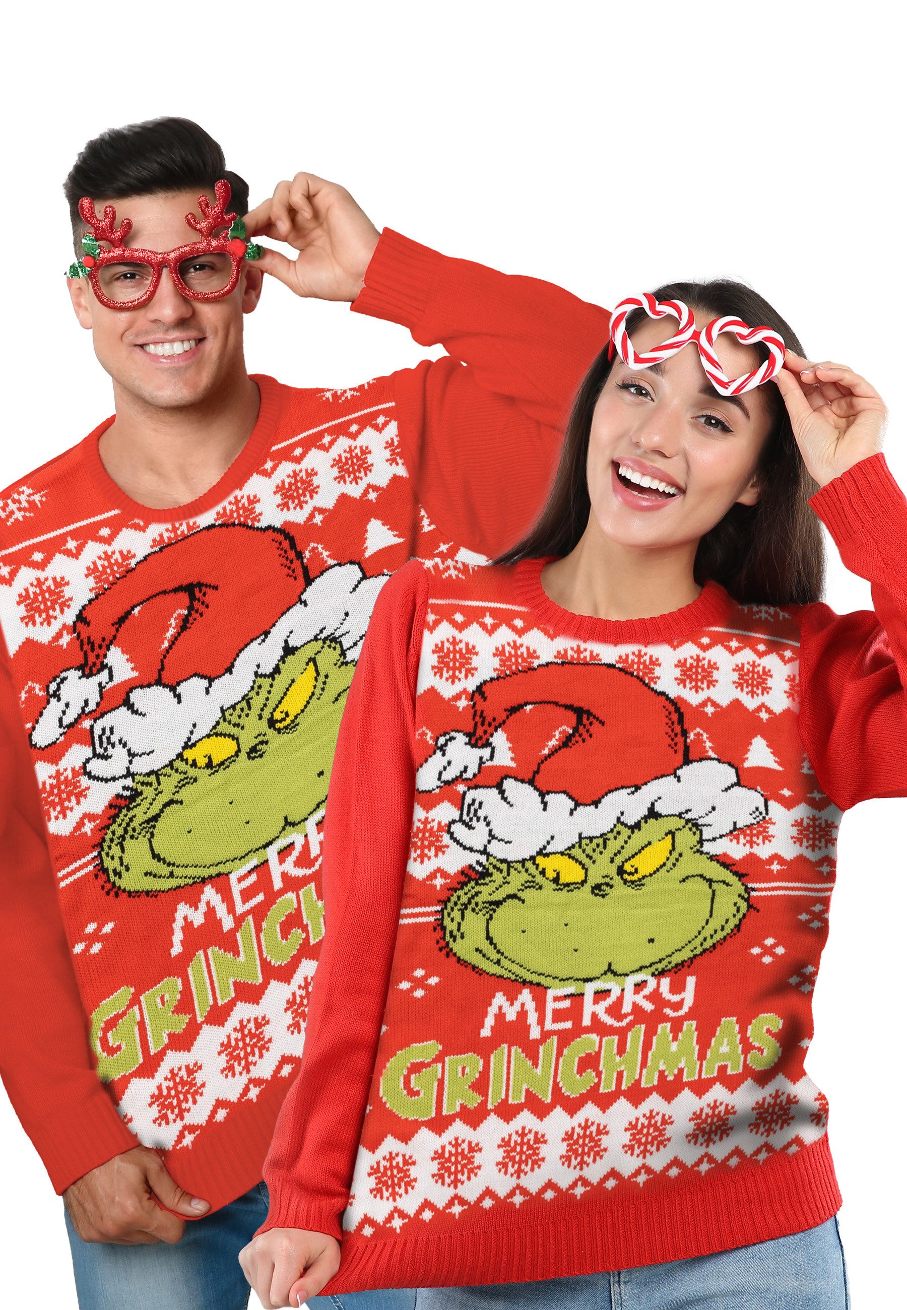 Weihnachtspullover Rot Mit Hühner-Aufdruck - Lustiger Ugly Christmas Sweater