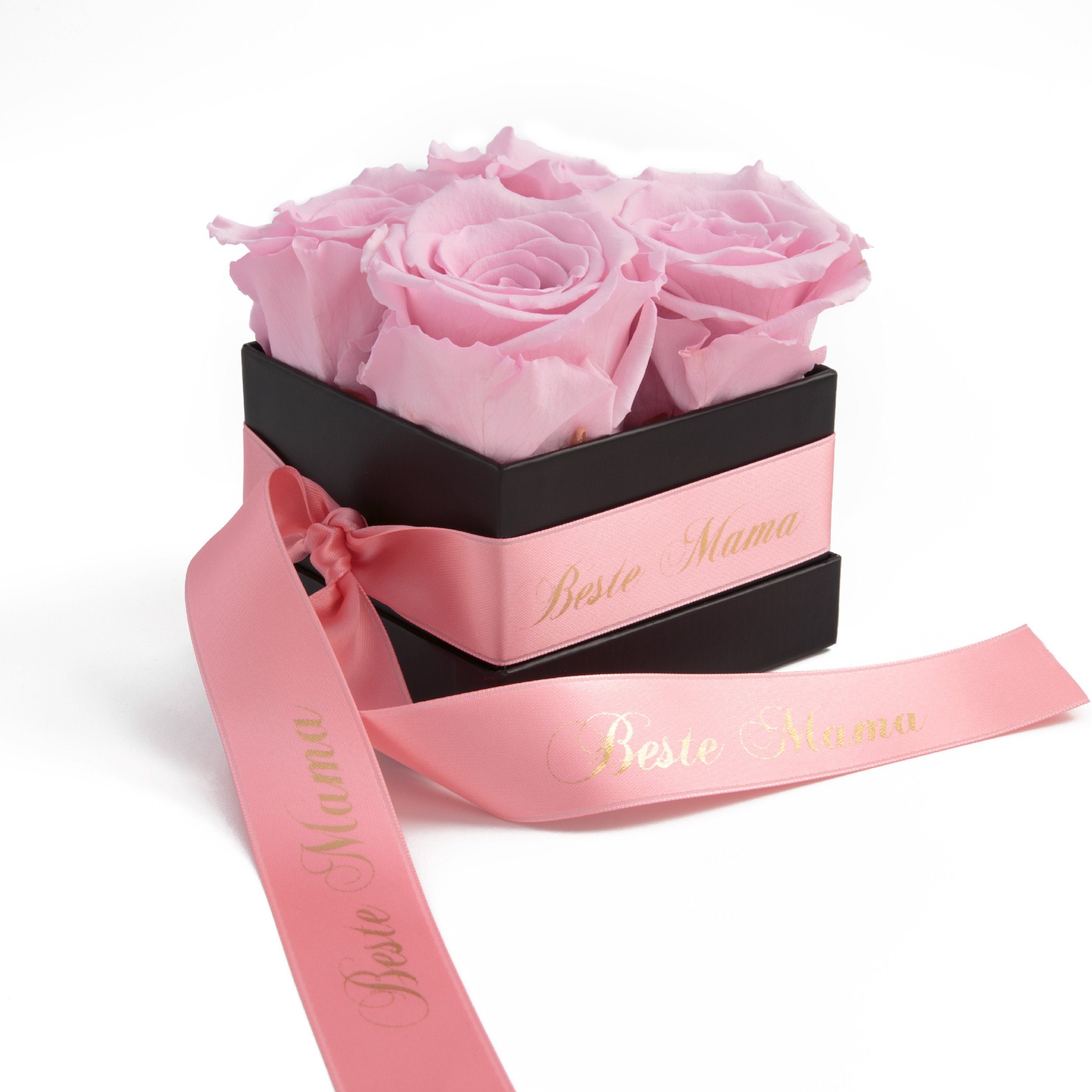 Kunstblume Beste Mama Rosenbox Infinity Rosen mit Duft echte konservierte Blumen Rose, ROSEMARIE SCHULZ Heidelberg, Höhe 8.5 cm, haltbar bis zu 3 Jahre, Made in Germany