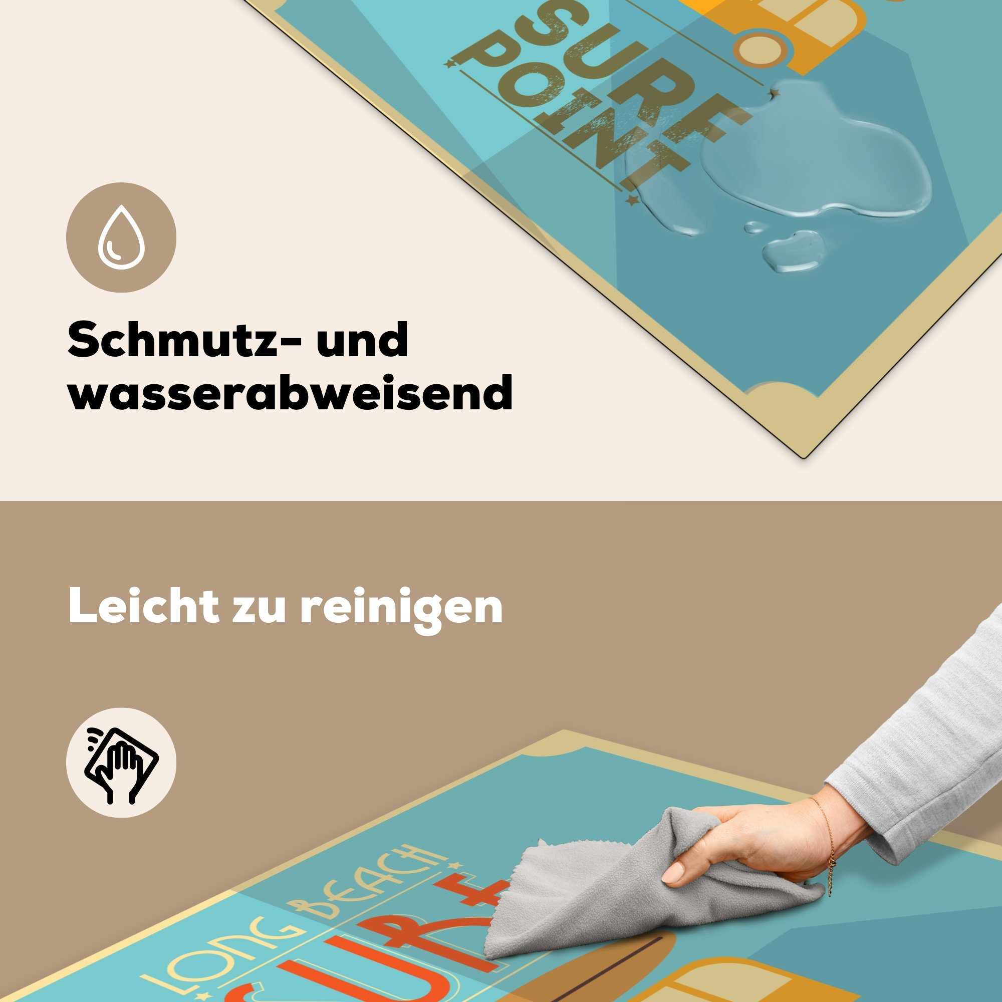 Point" Vinyl, Ceranfeldabdeckung, "Surf blauem Arbeitsplatte Herdblende-/Abdeckplatte MuchoWow von (1 küche cm, vor Hintergrund, 78x78 für Illustration tlg),