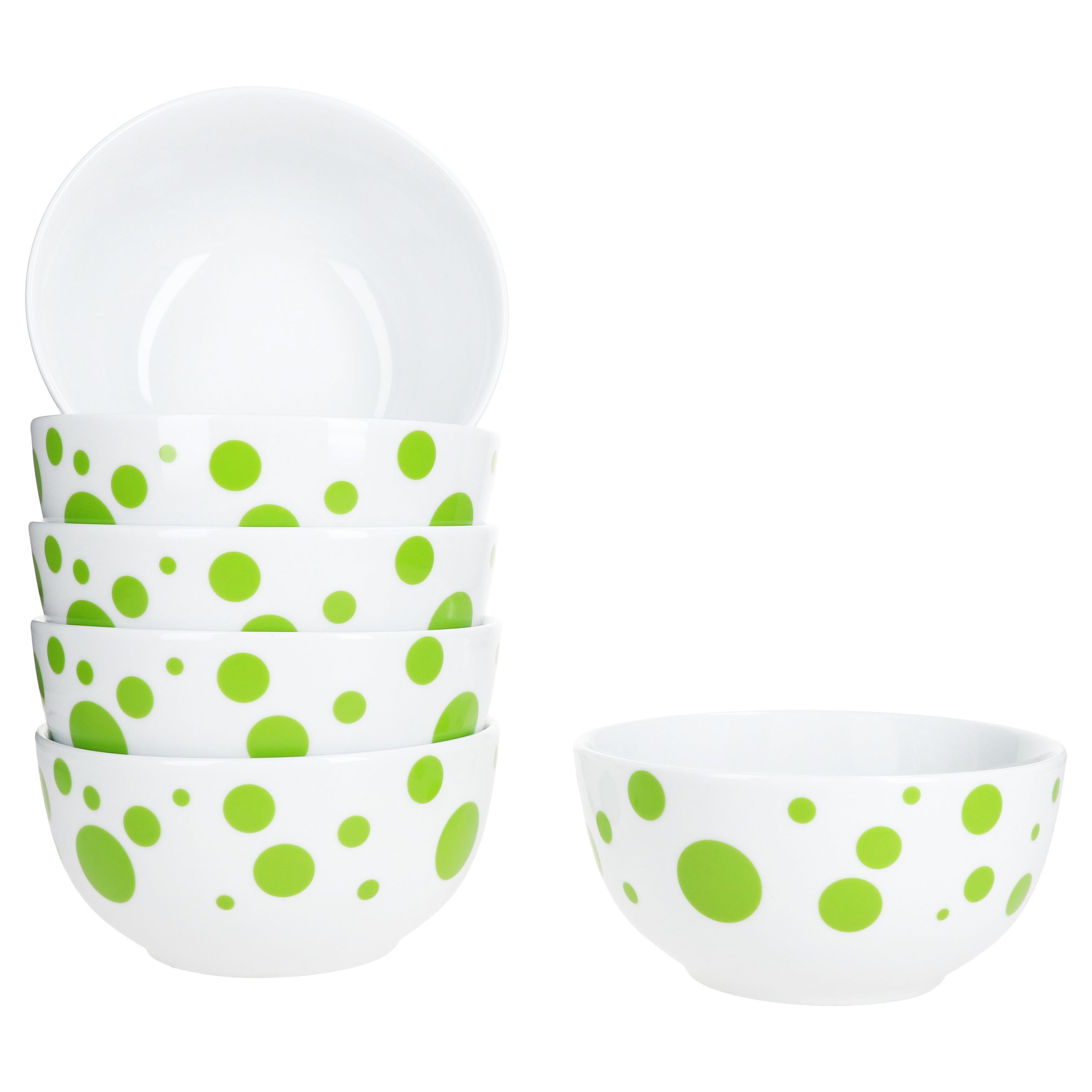 MamboCat Müslischale Pula grün 6x Müsli-Schale Ø14cm 400ml Porzellan 6 Pers. Punkte, Porzellan