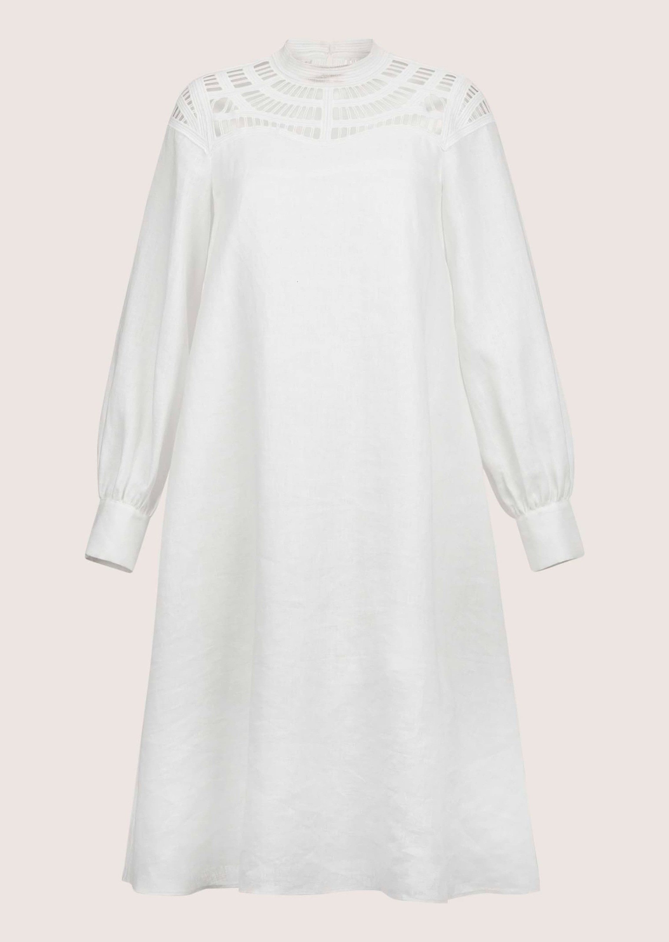 Midikleid Sommerkleid aus Naturgarn und Spitze