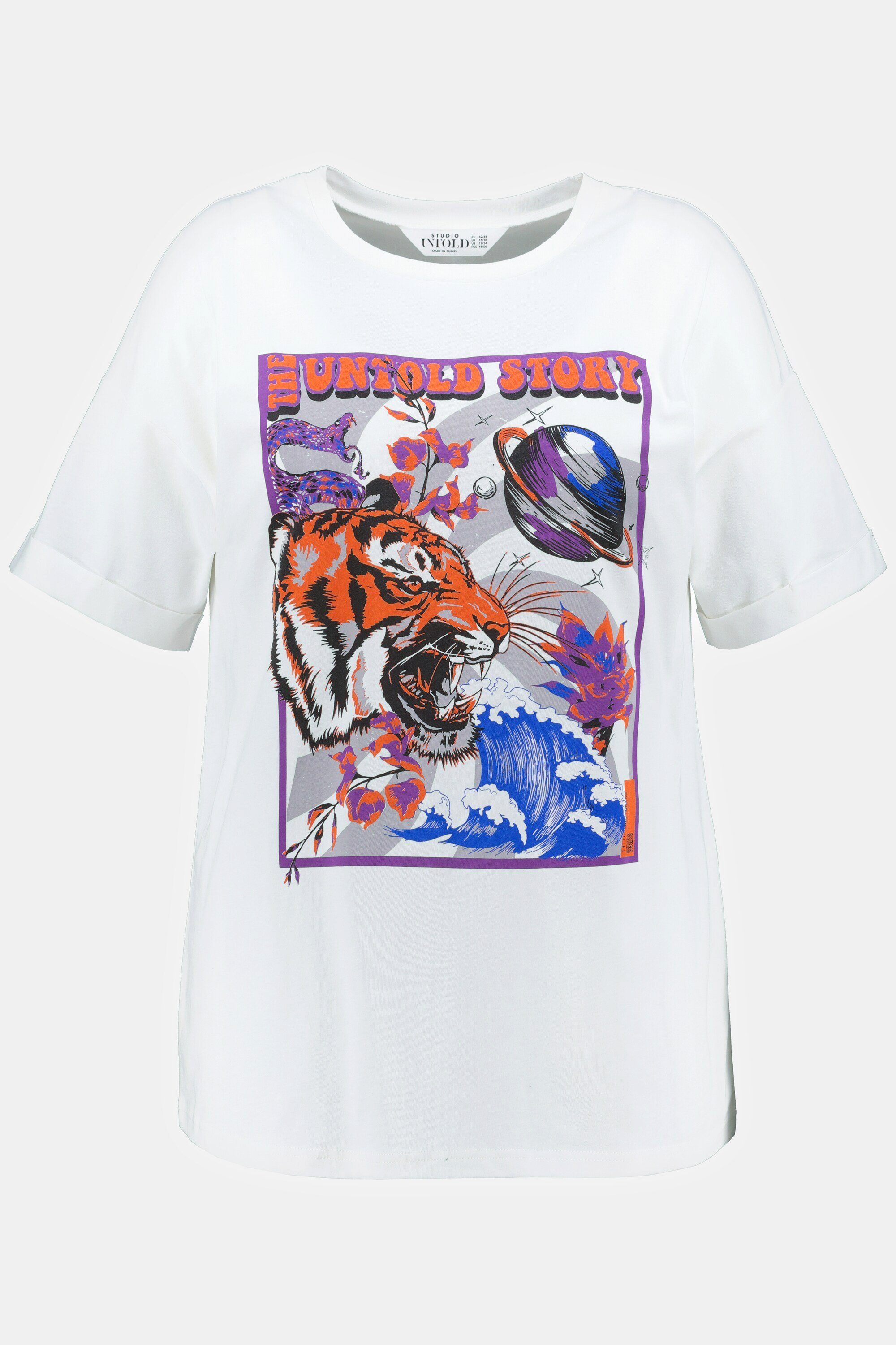 Studio Untold Tiger Halbarm T-Shirt Rundhals Rundhalsshirt oversized Print