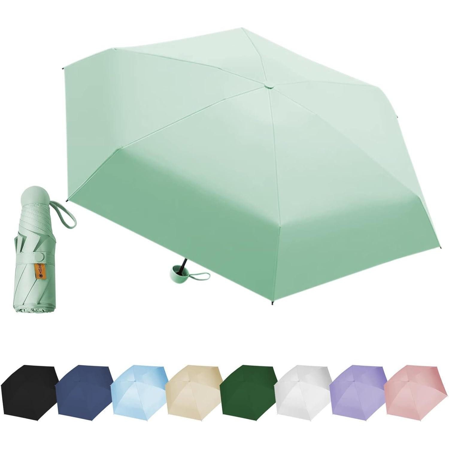 LuxusKollektion Taschenregenschirm Regenschirm Mini Sechs Knochen UV Schutz Sonnenschutz hellgrün