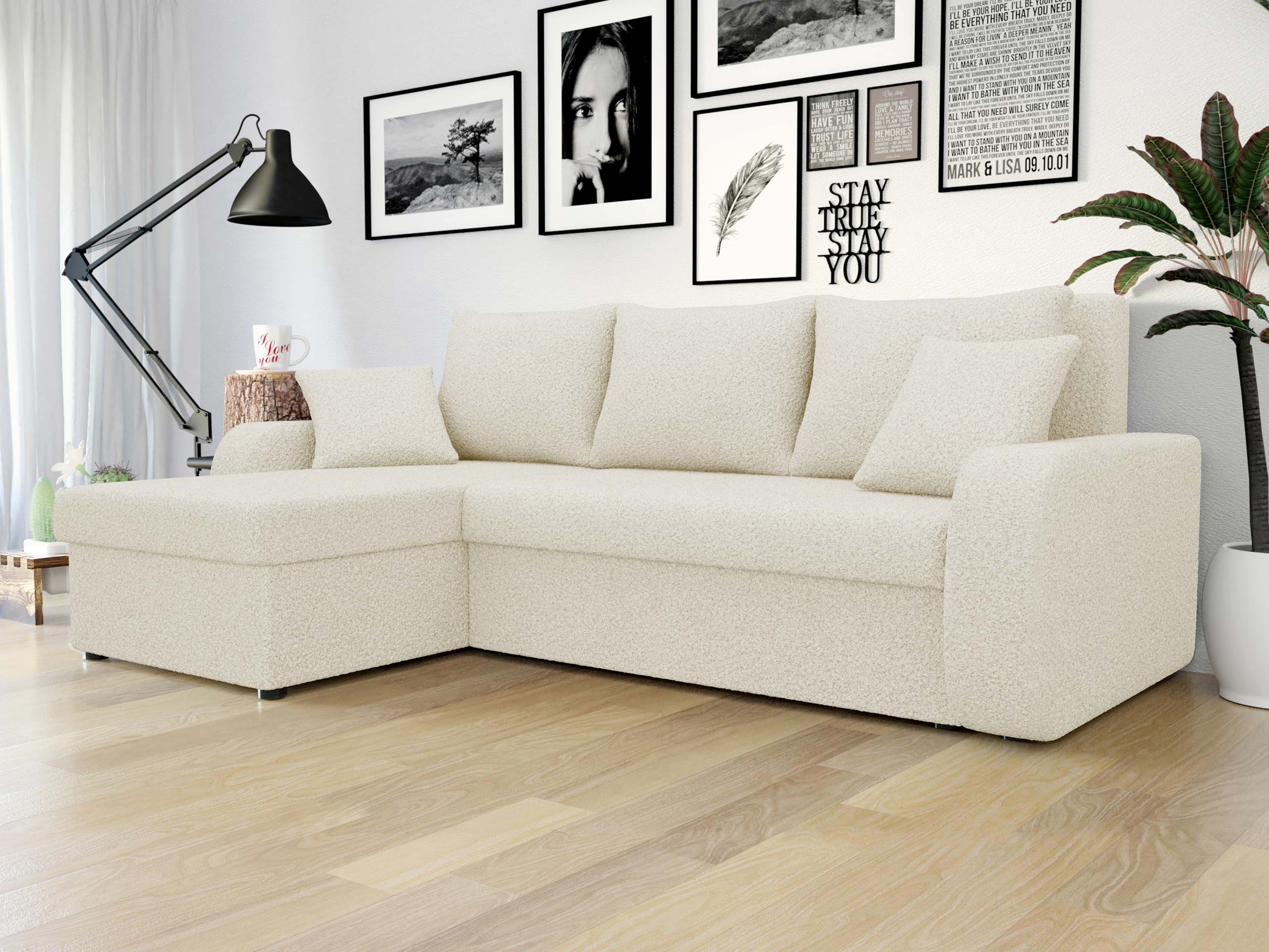 MIRJAN24 Ecksofa Kris Lux, mit Schlaffunktion und zwei Bettkasten, L-Form mit Kissen-Set, 238x147x80 cm