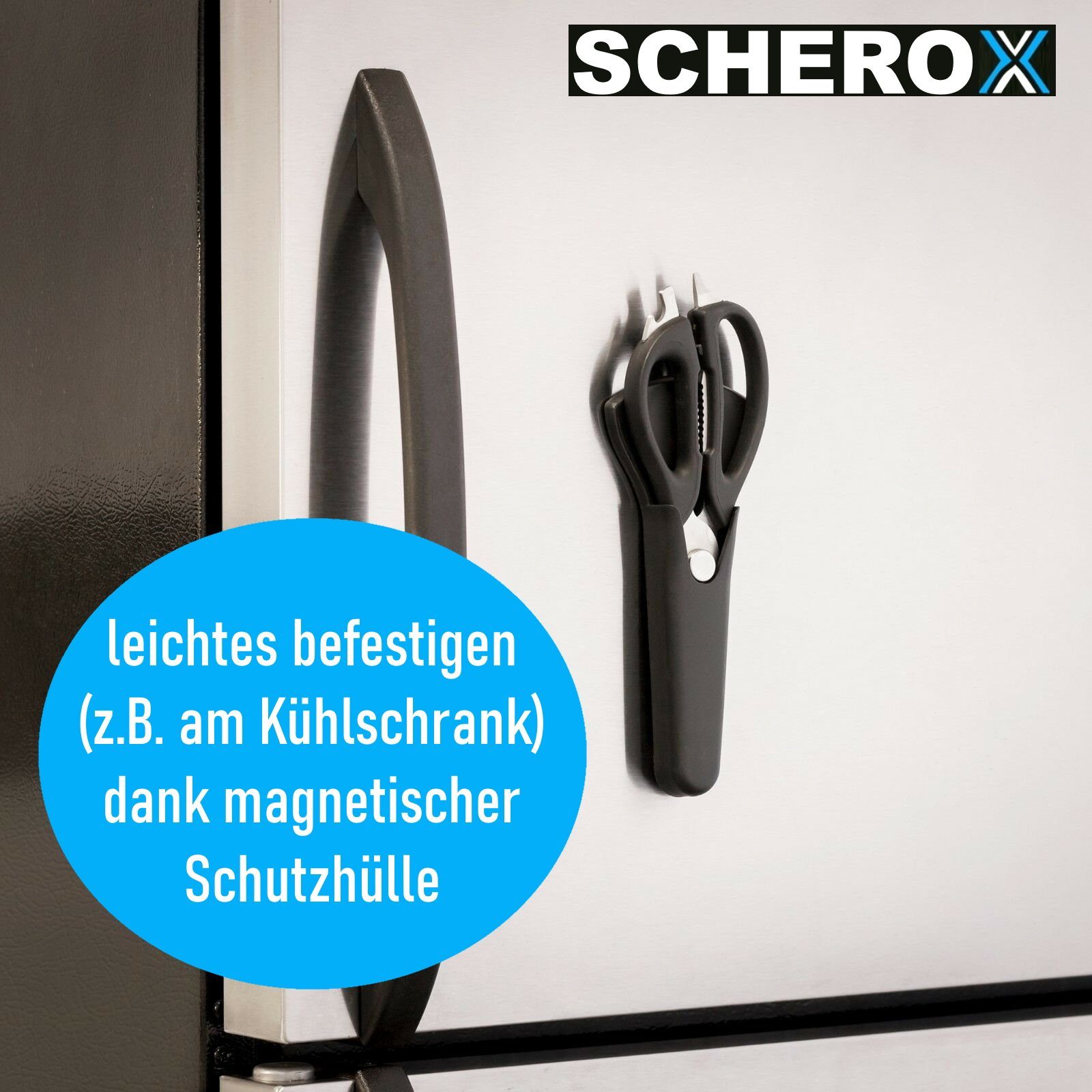 Küchenschere Nussknacker Edelstahl SCHEROX Multifunktionale Schere, Schraubenzieher Haushaltsschere Flaschenöffner Messer MAVURA Schneider