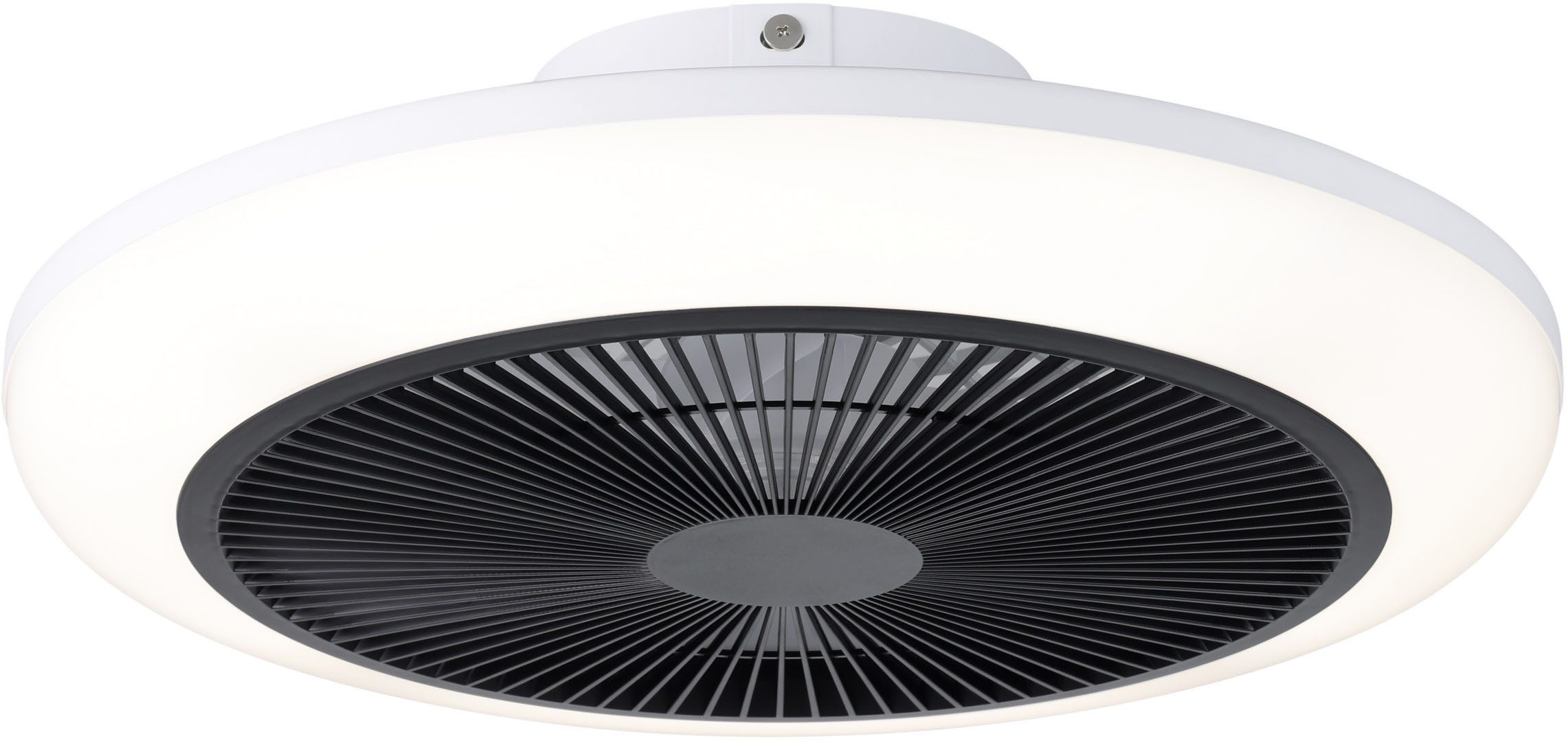 EGLO LED Deckenleuchte SAYULITA 1 Leuchte und Ventilator - ABS - LED - 4X5,2W - IP20, CCT - über Fernbedienung, Dimmfunktion, Farbwechsel, Nachtlichtfunktion, Timerfunktion, Ventilatorfunktion, mehrere Helligkeitsstufen, LED fest integriert, Neutralweiß, Kaltweiß, Warmweiß, Ventilator mit Beleuchtung, H14,5 x Ø46 cm