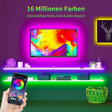 LANOR LED-Streifen TV-Hintergrundbeleuchtung, LED-Licht, Bluetooth APP, Mit Fernbedienung, Sound/Musik-Modus, IP65 tropfwassergeschützt, 3M wasserdicht