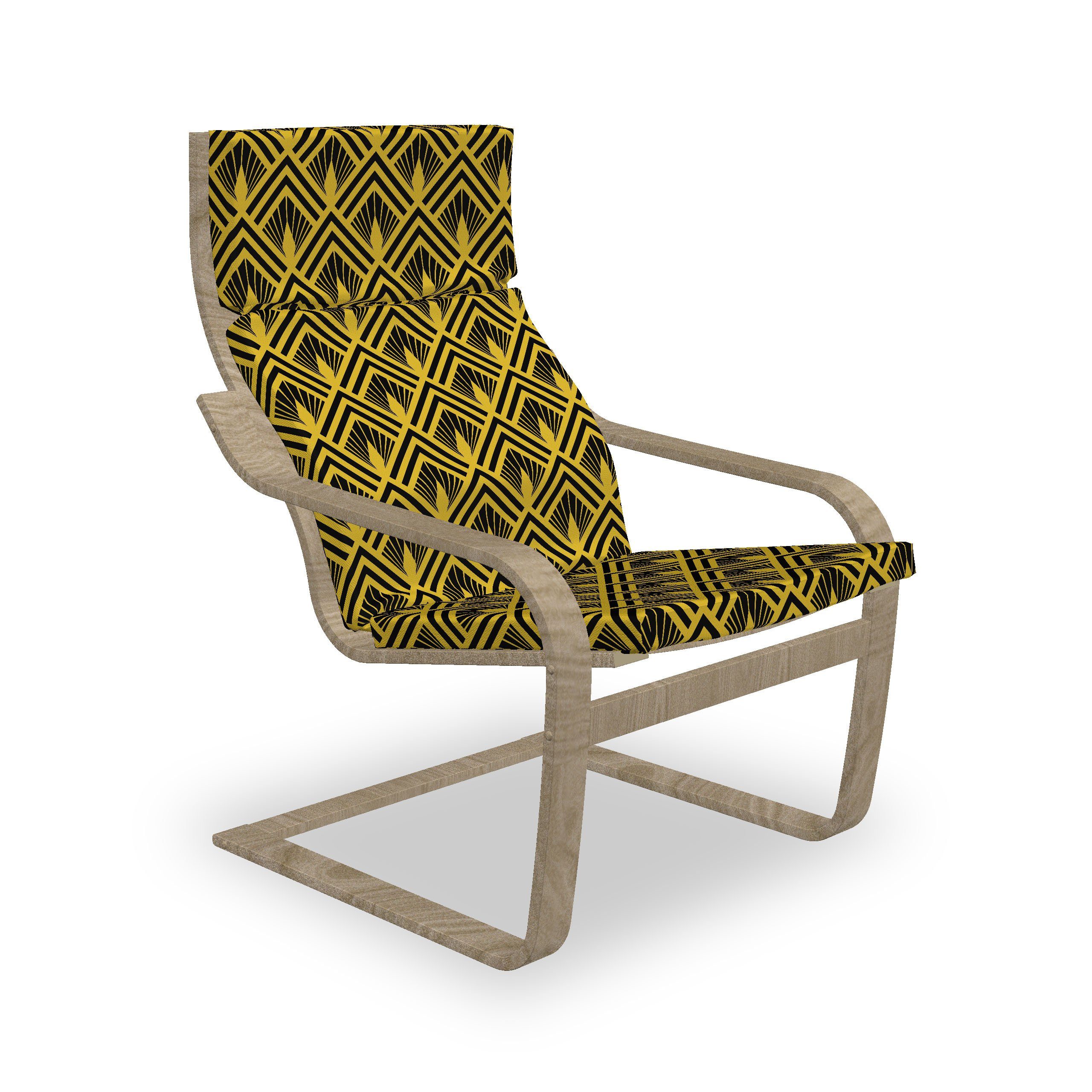Abakuhaus Stuhlkissen Sitzkissen mit Stuhlkissen mit Hakenschlaufe und Reißverschluss, Gelb und Schwarz Art Deco inspiriertes Design
