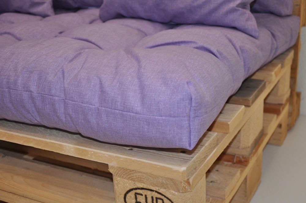 Rattani Palettenkissen Polster Kissen für Palette Europalette violett, Set Sitz und Rückenkissen, extra Zierkissen