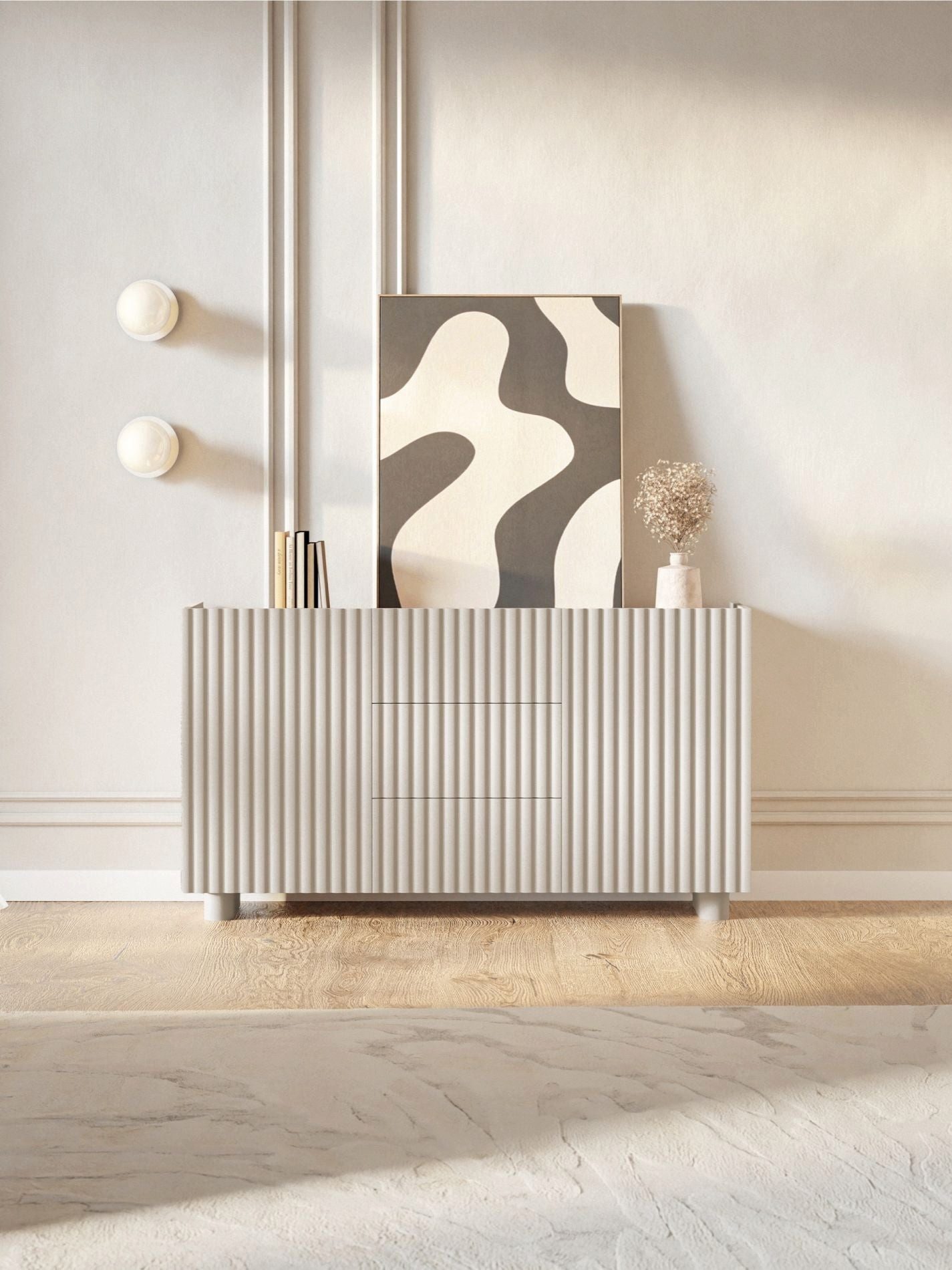 Selsey Sideboard FIORRA, Sideboard mit geriffelten Fronten, 2 oder 3 Türen