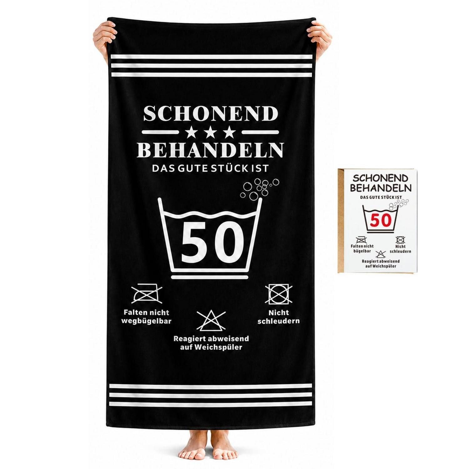 LuxusKollektion Strandtücher Strandtuch 160x80cm 50.Geburtstag Schwarz, (1-St)
