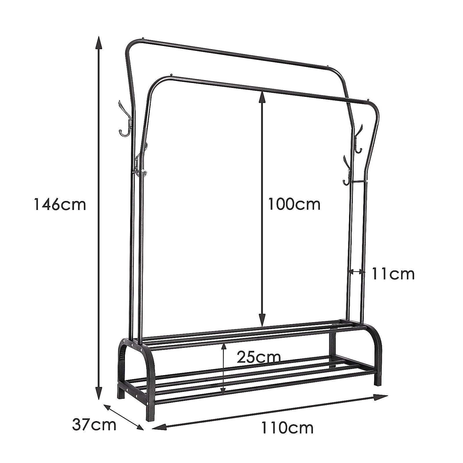 Youyijia Kleiderbügel Freestanding Double Rods, Hanger, 146 x 37 x 110 cm – Bild 2 von 5