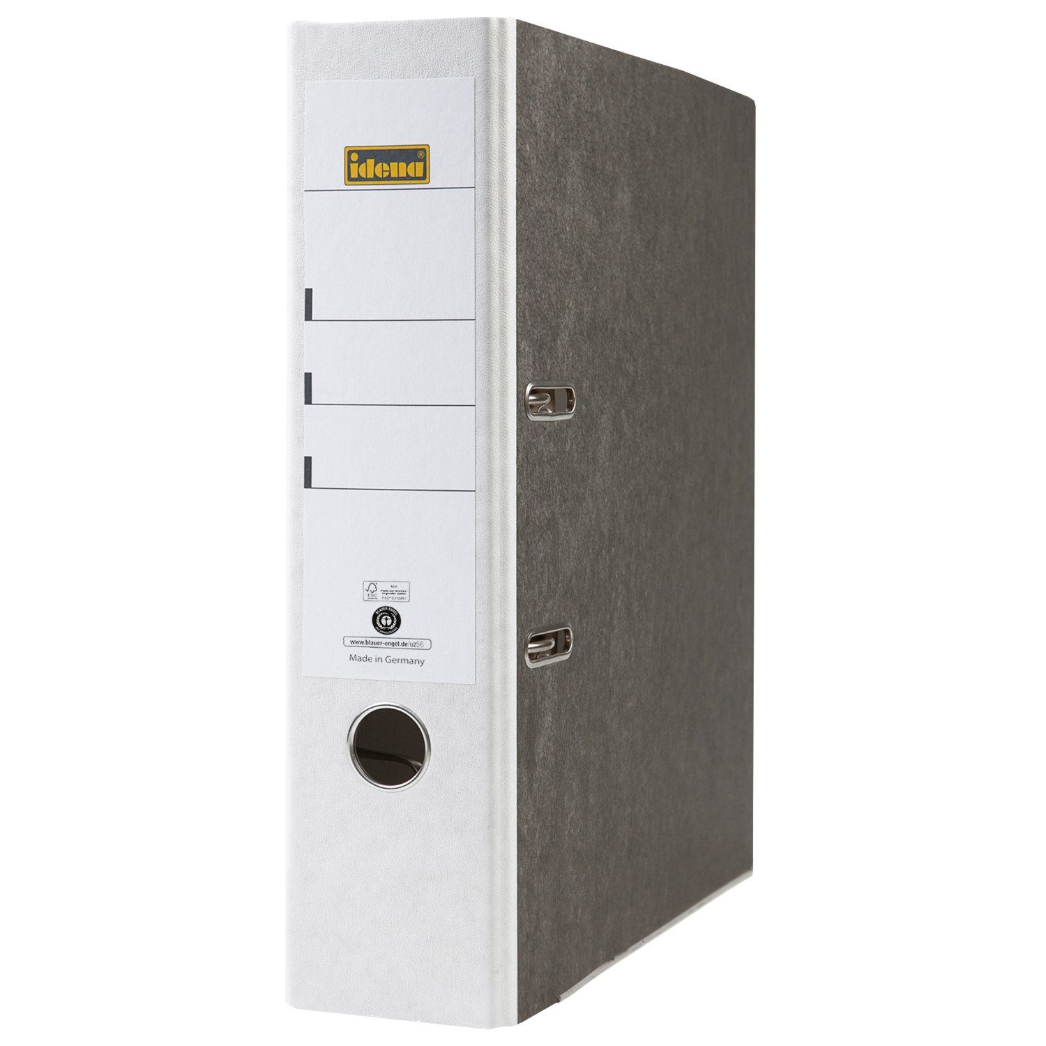 Idena Aktenordner Idena 303065 - Ordner für DIN A4, 8 cm breit, Wolkenmarmor, weiß, 1