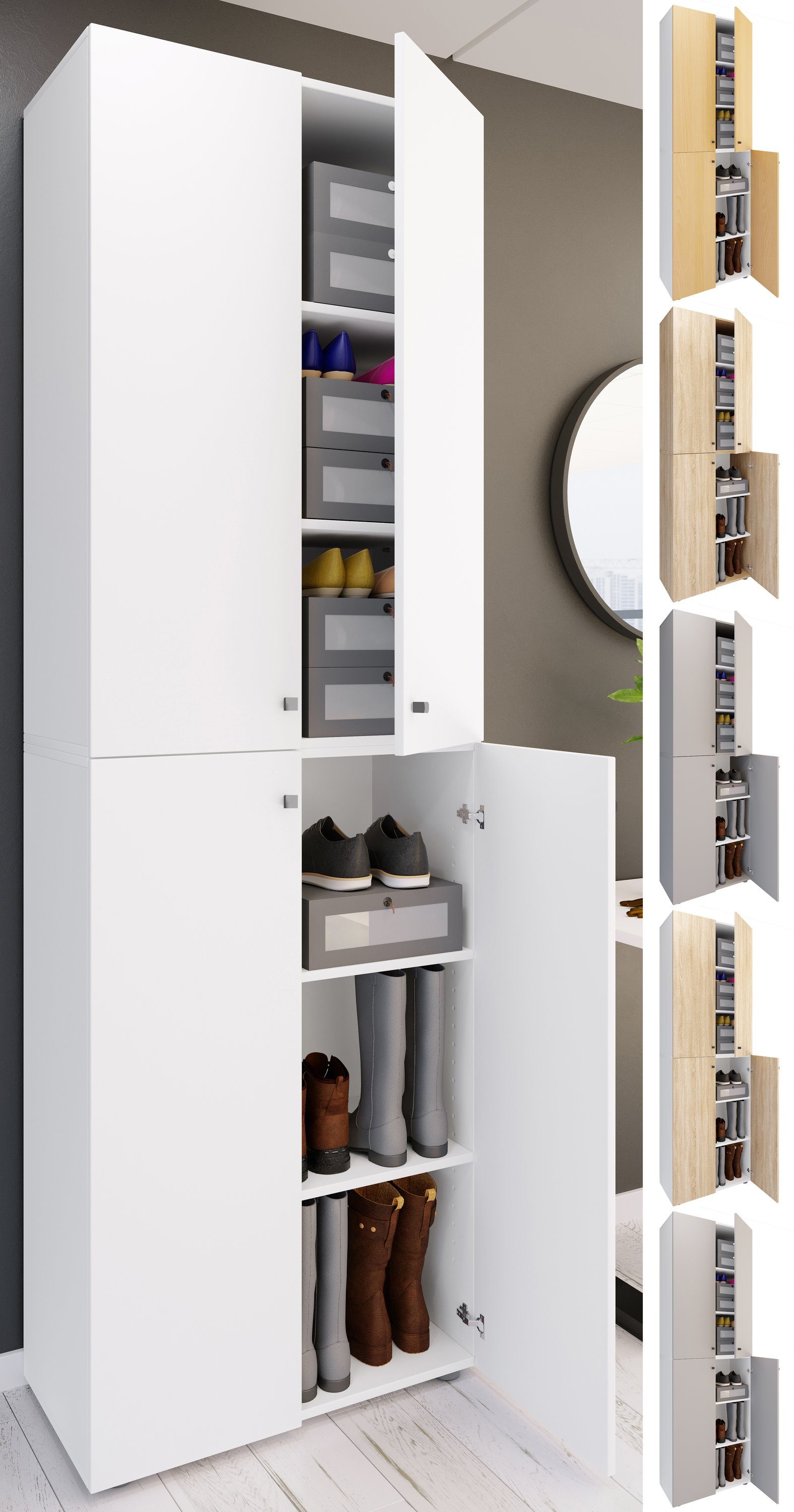 VCM Schuhschrank XL Holz Großer Schuhschrank Schuhkommode Lona 6 (1St