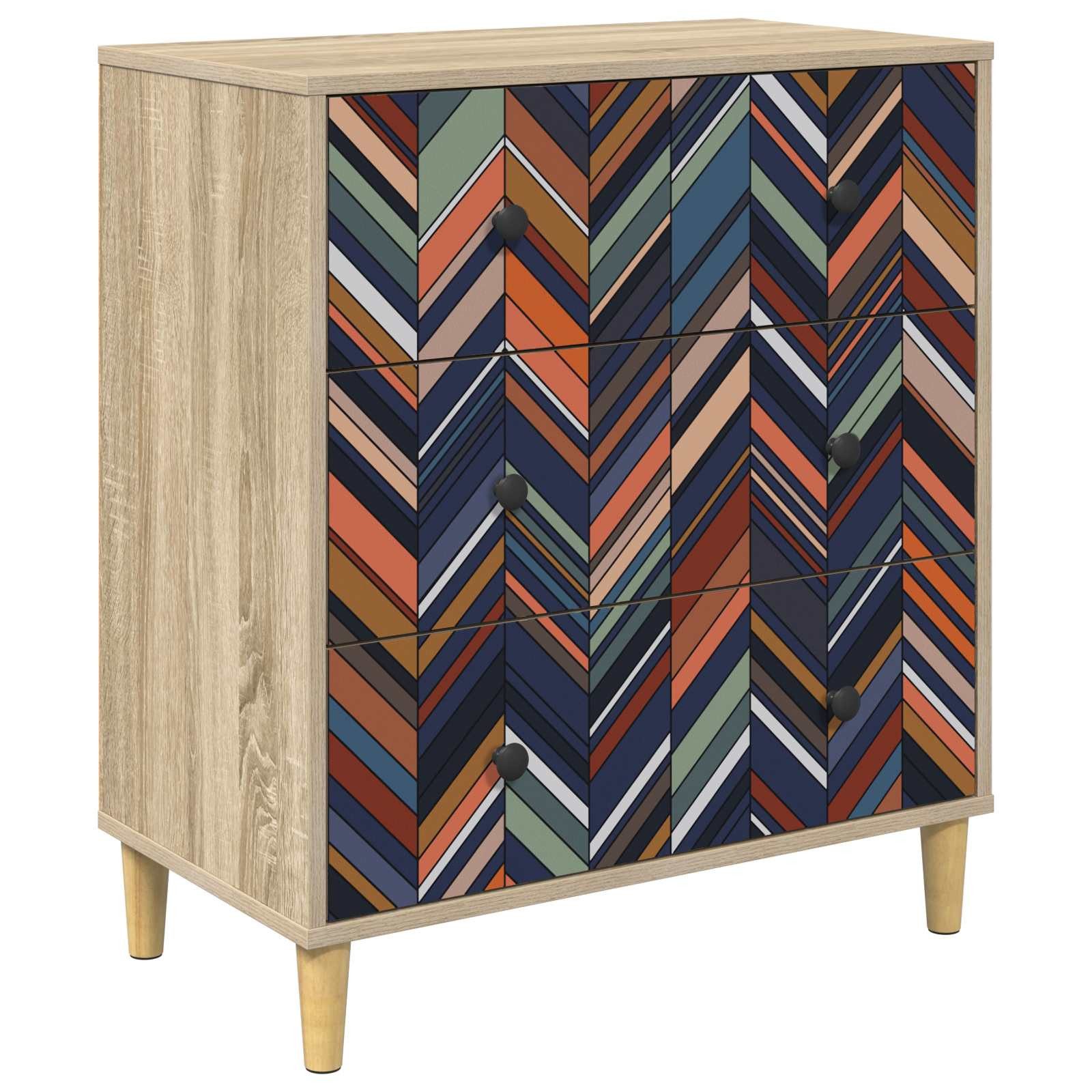 vidaXL Kommode 66 x 36,5 x 75 cm Kommode Schubladenschrank Sideboard OMMEN Geometrisc