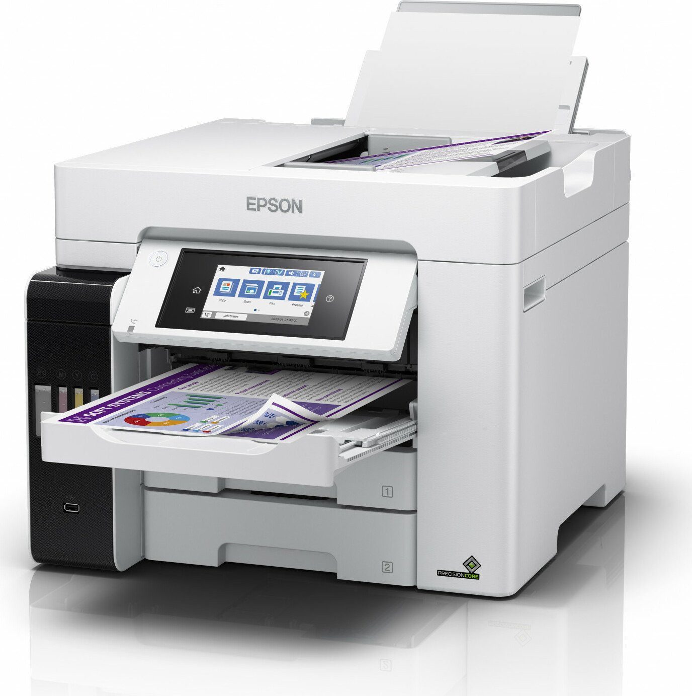 Epson Epson EcoTank ET-5885, Tinte, mehrfarbig Multifunktionsdrucker Tintenstrahldrucker, (LAN, Wi-Fi 4, Refill-System, Direct Print)