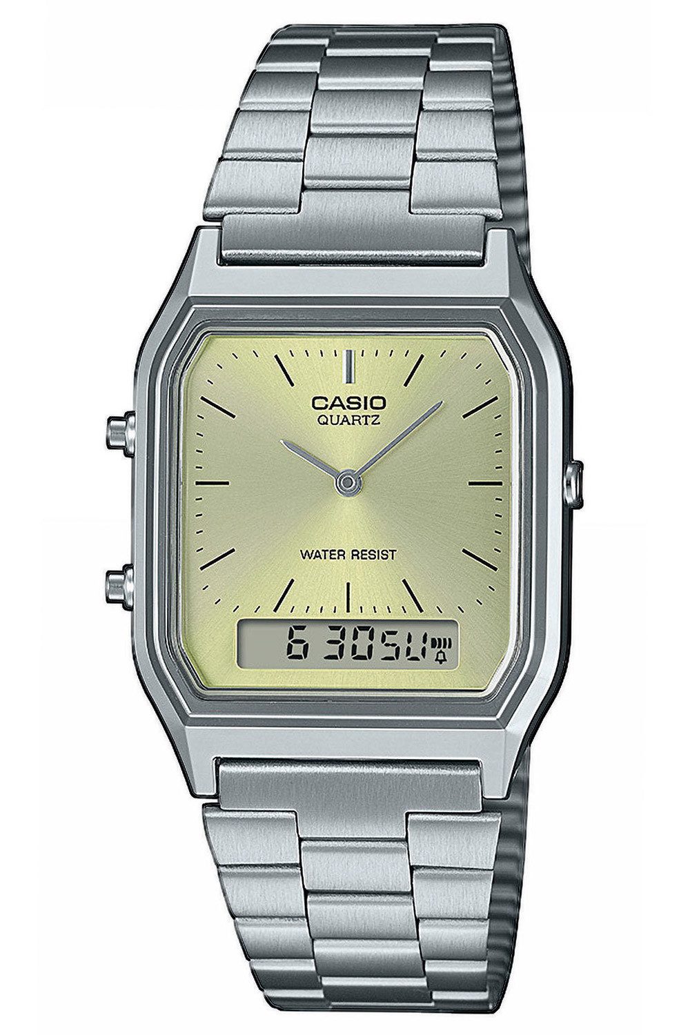 CASIO VINTAGE Quarzuhr Armbanduhr Collection Edgy Silber/Hellgrün