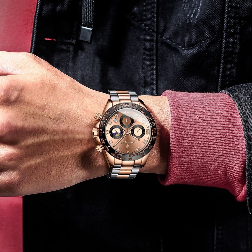 POEDAGAR Quarzuhr Poedagar 629 Luxus Chronograph Uhr mit Glitzerstein-Zifferblatt